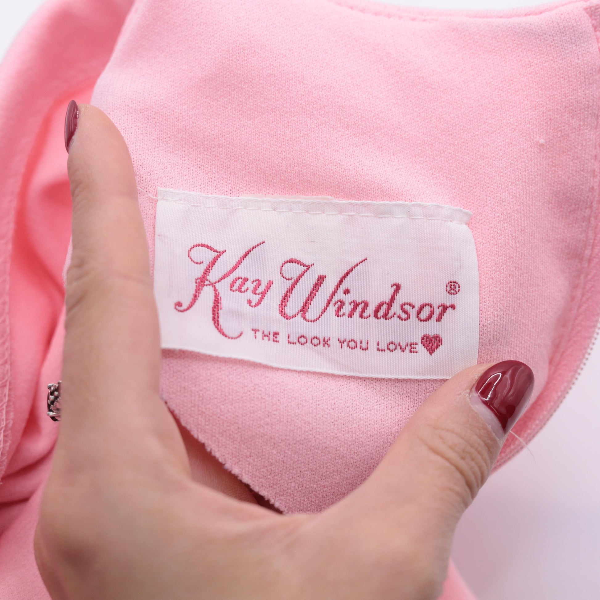 70s Kay Windsor Pink Cowl Neck Midi Dress Scallop Collar Medium M