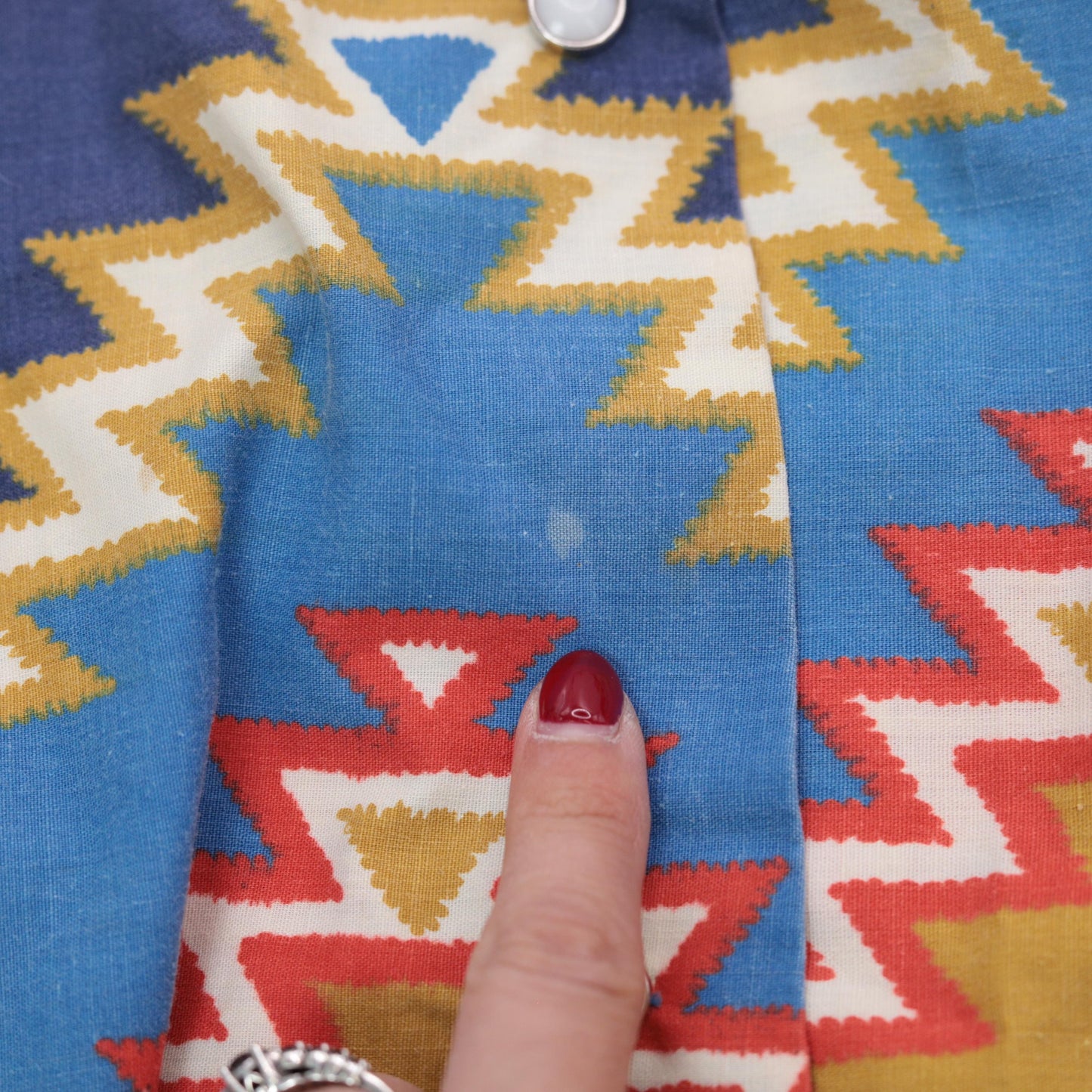 70s Geometric Southwest Halter Midi Dress Cotton Diamond Zigzag Small S