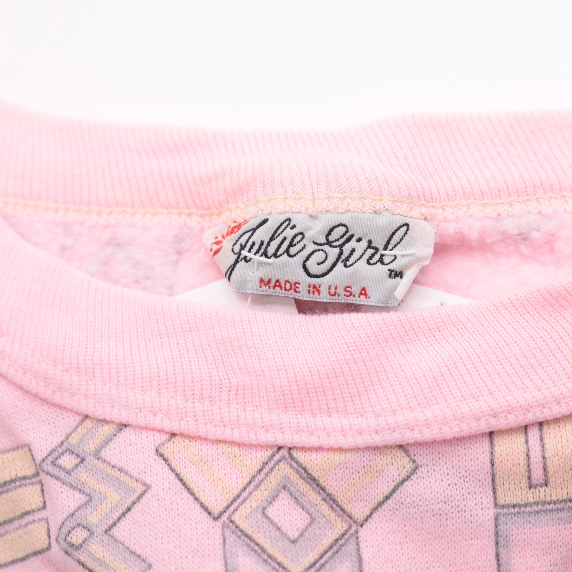 90s Julie Girl Pink Geometric Sweatshirt Crew Neck Abstract Pattern Small