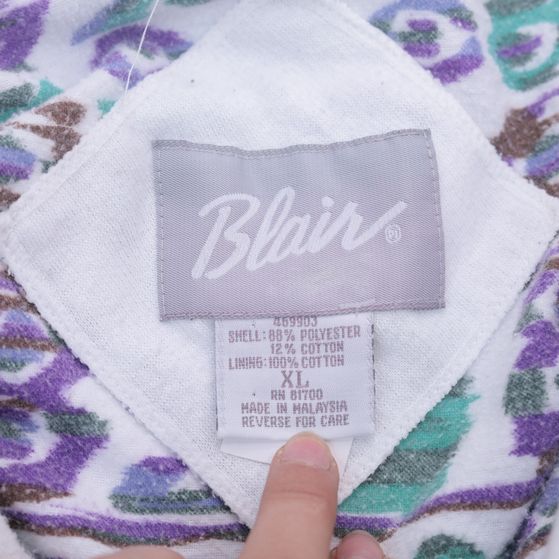 90s Blair White Collared Button-Up Sweatshirt Jacket Extra Large XL