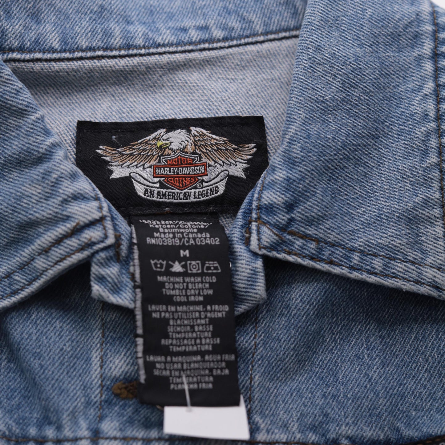 90s Harley Davidson Light Wash Denim Jacket Unisex Medium M