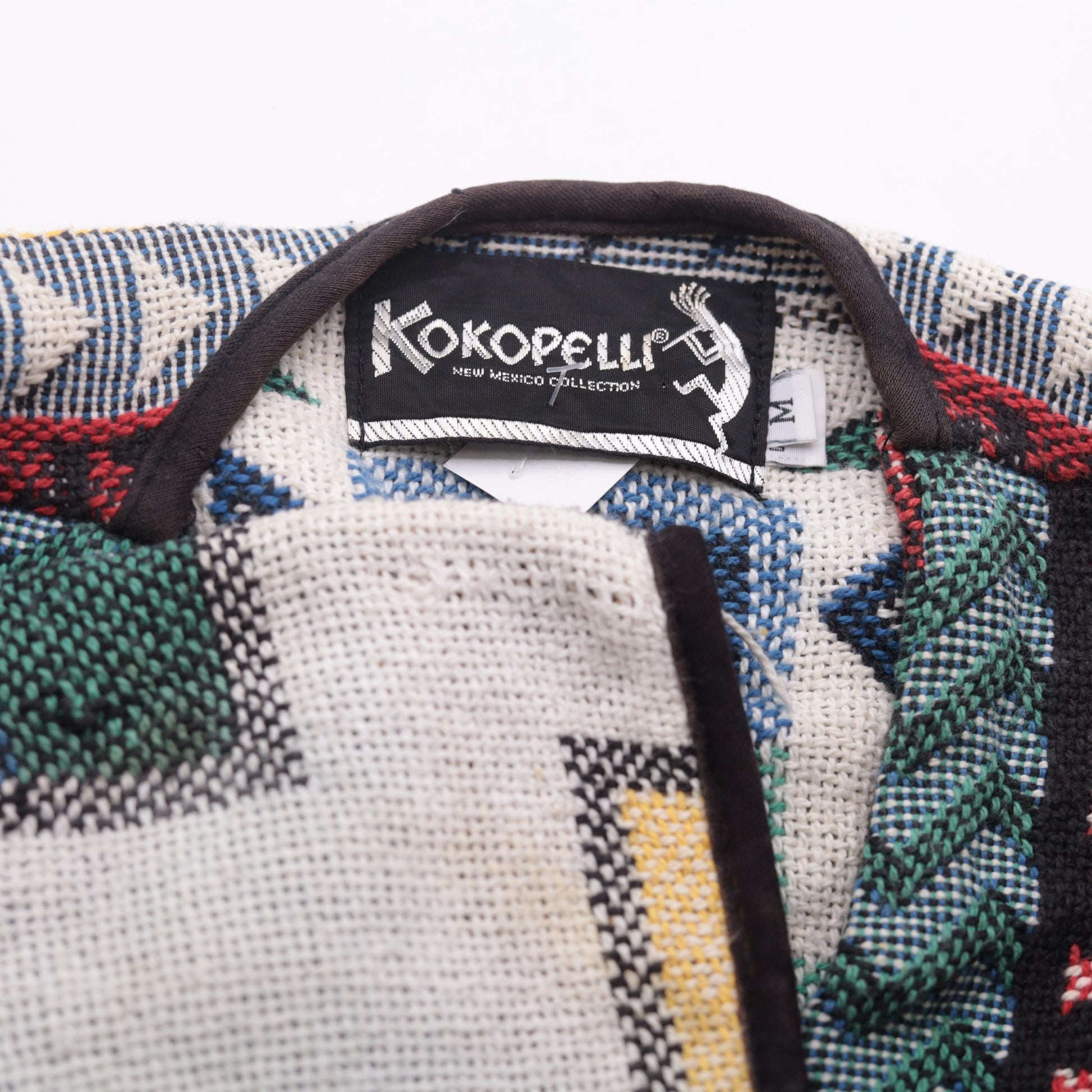 90s Southwestern Tapestry Blazer Kokopelli Geometric Cotton Woven Medium M