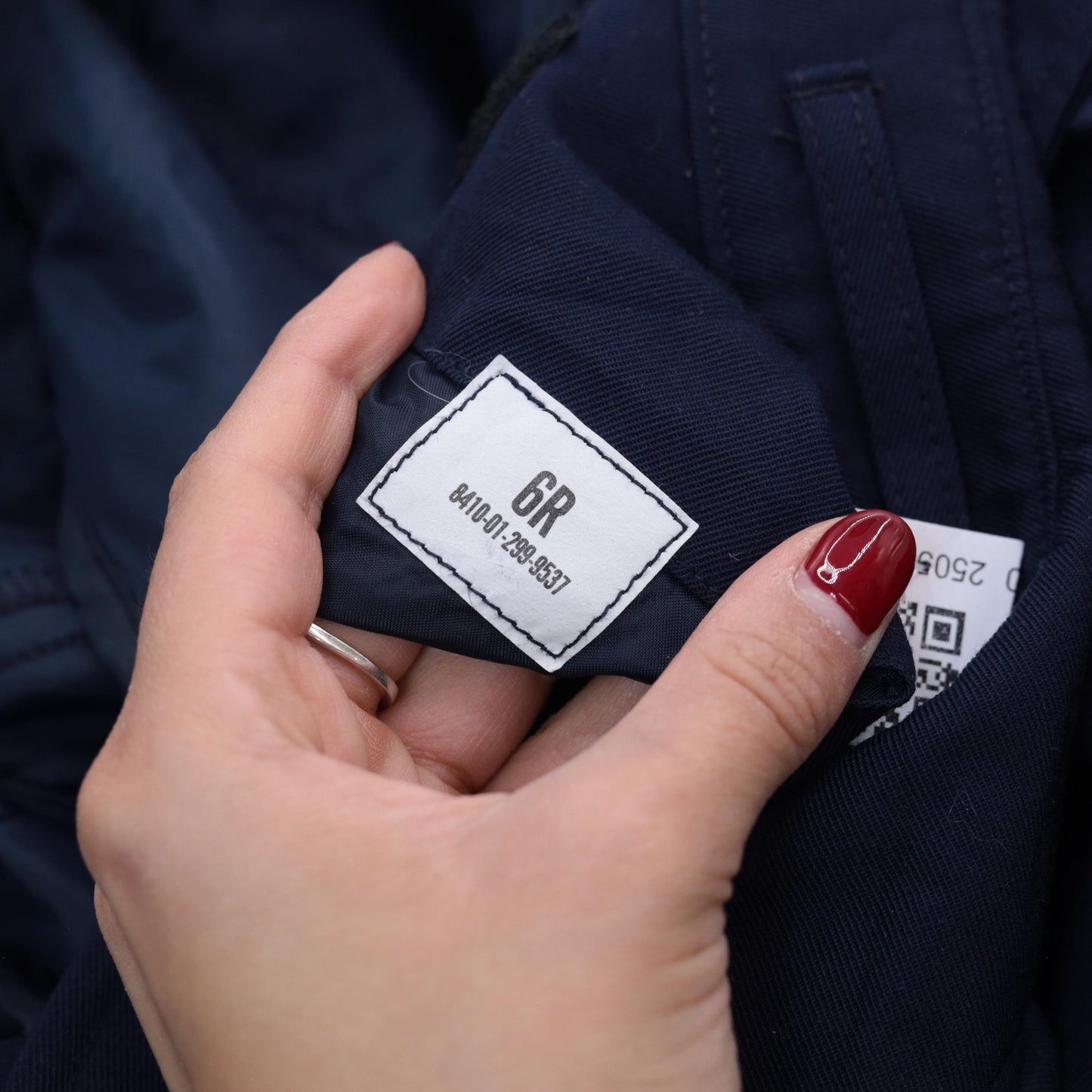 Y2K Navy Bomber Jacket Wool Blend Zip Front Ribbed Cuffs Small S