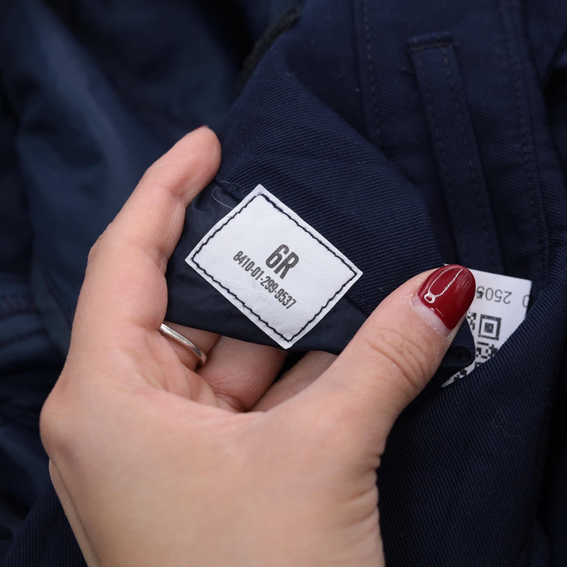 Y2K Navy Bomber Jacket Wool Blend Zip Front Ribbed Cuffs Small S