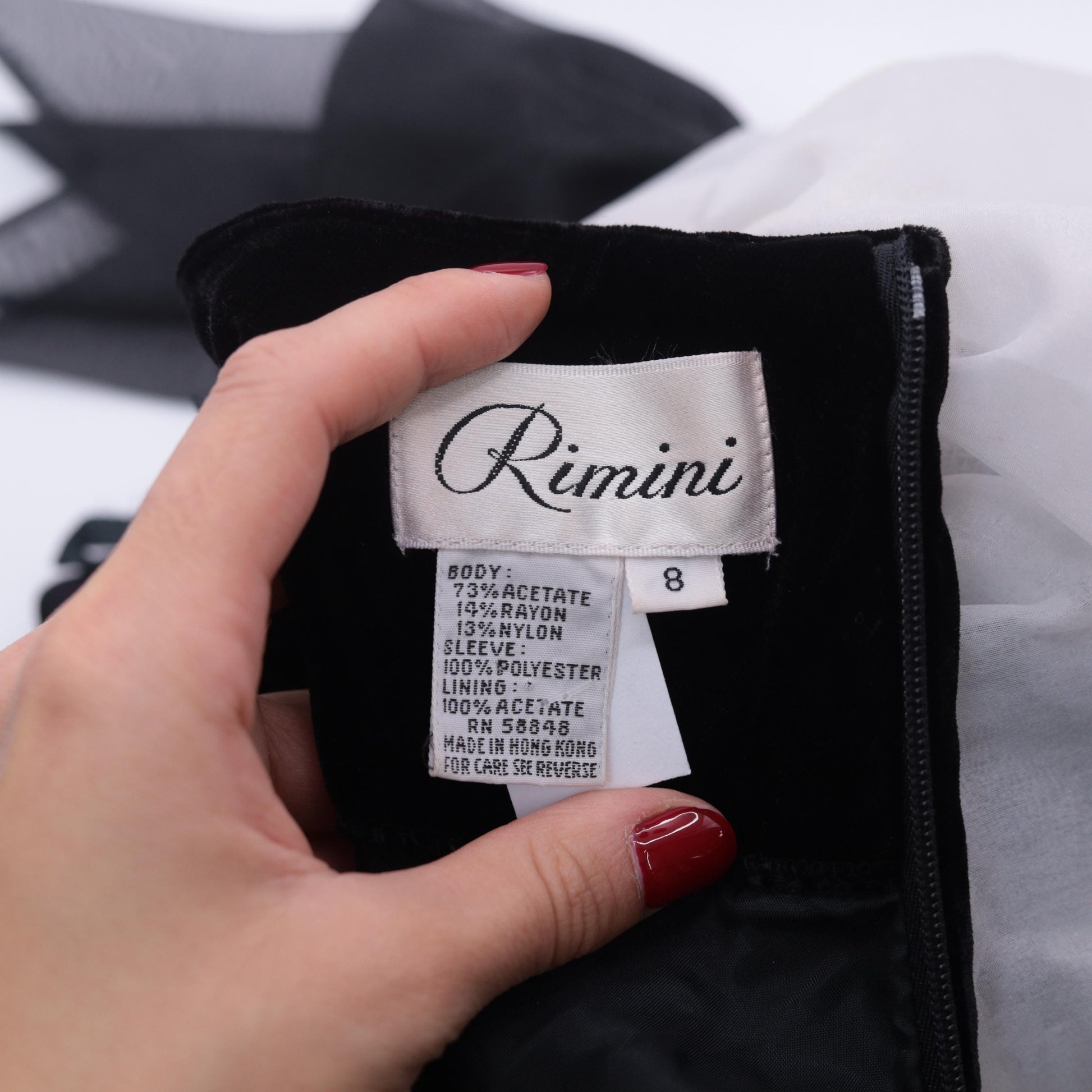 80s Rimini Black Velvet Midi Dress Puff Sleeves White Bow Ties Medium