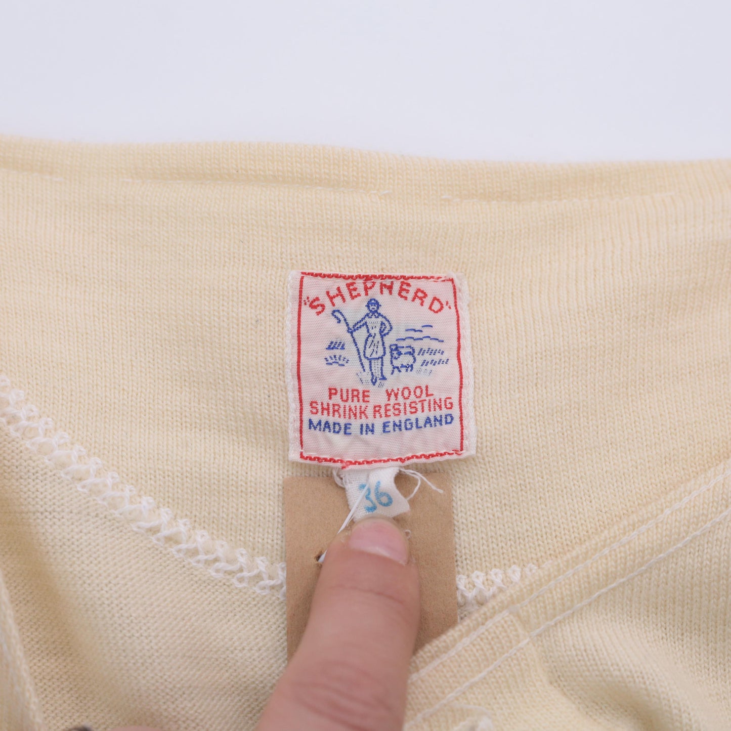 1940s Shepherd Cream Wool Cardigan Three Quarter Sleeve Button Front Small