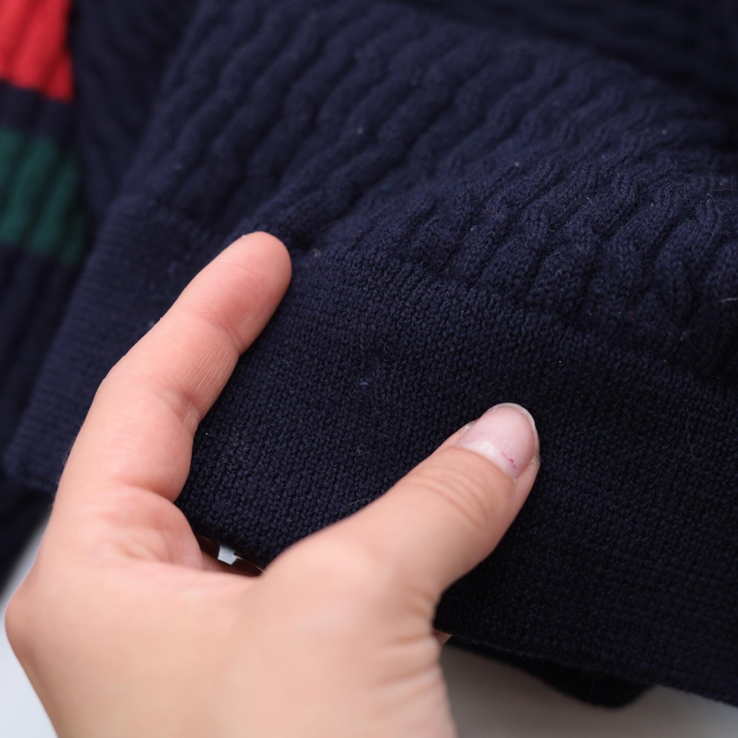 80s Abercrombie & Fitch Cricket Sweater Navy Wool V-Neck Striped Small