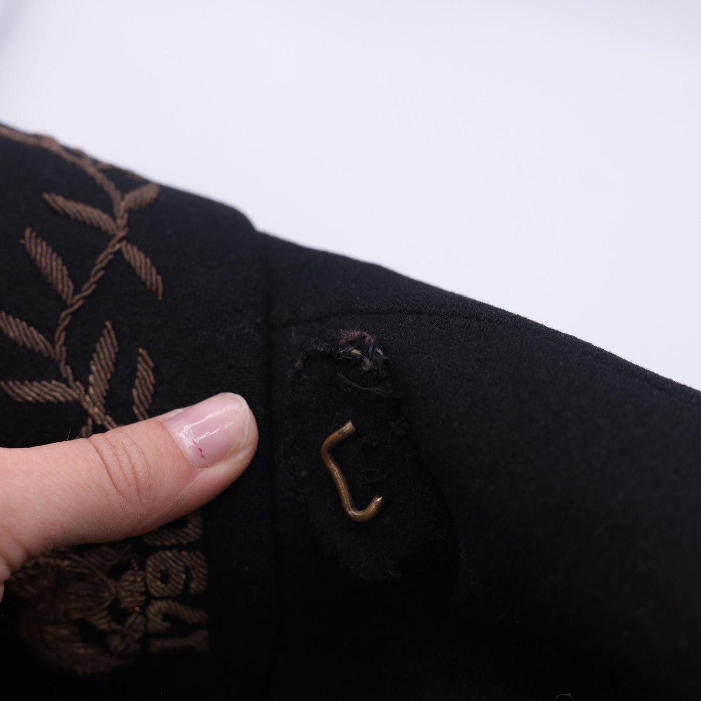 60s Black Wool Military Jacket Gold Buttons Embroidered Officer Coat Medium Large