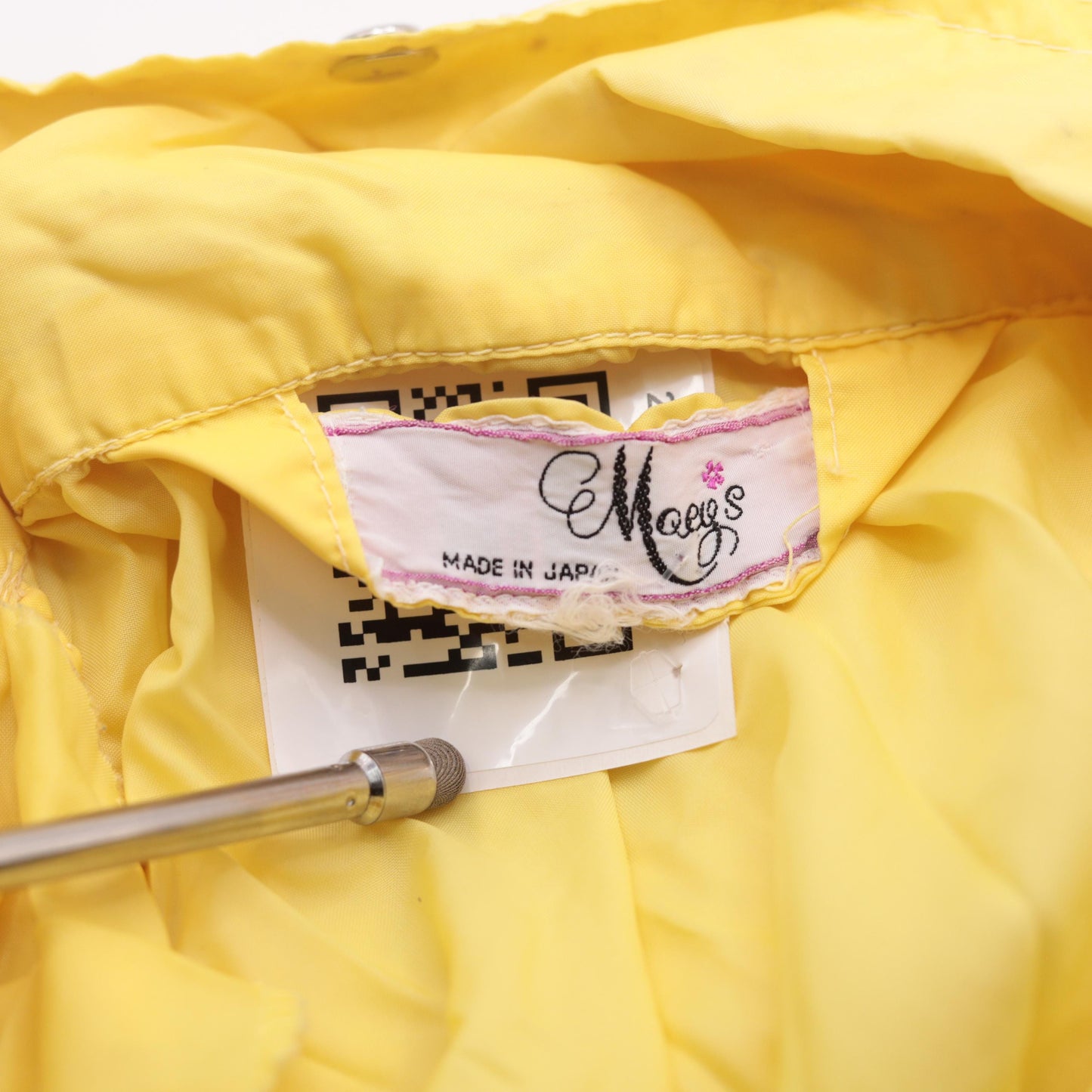 80s Yellow Nylon Hooded Windbreaker Jacket Zip-Up Medium M
