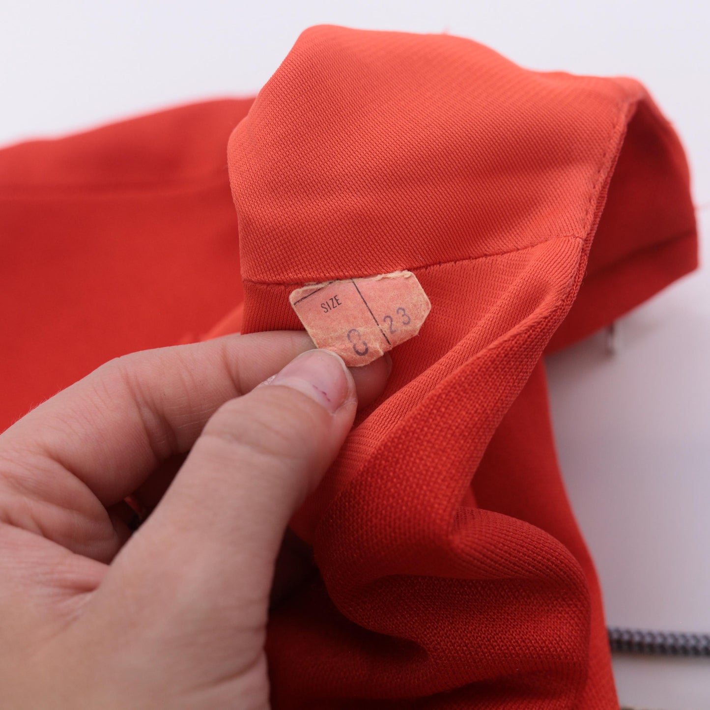 70s Red Orange Tank Top Striped Waistband Cropped Sleeveless Extra Small 2XS