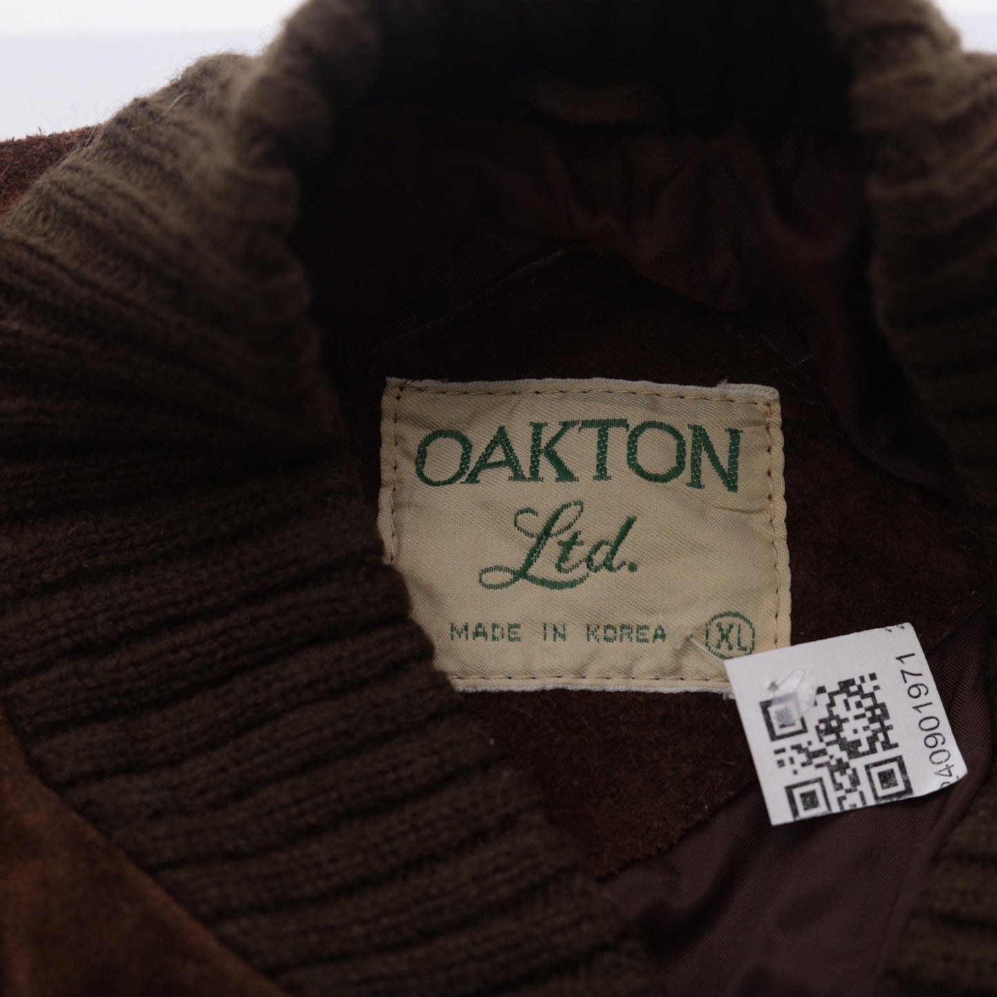80s Brown Suede Bomber Jacket Knit Sleeves Zip Front Unisex Extra Large XL