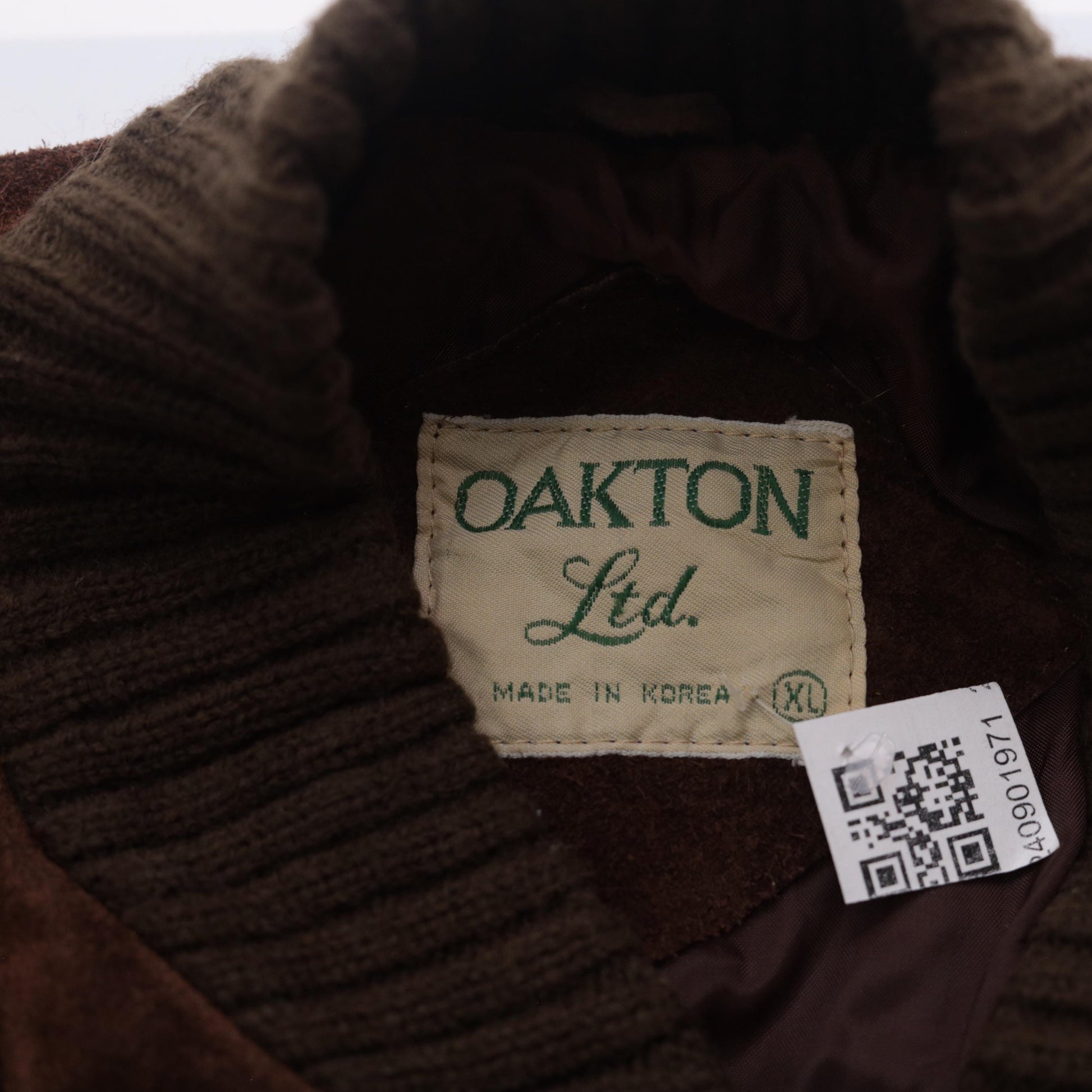 80s Brown Suede Bomber Jacket Knit Sleeves Zip Front Unisex Extra Large XL