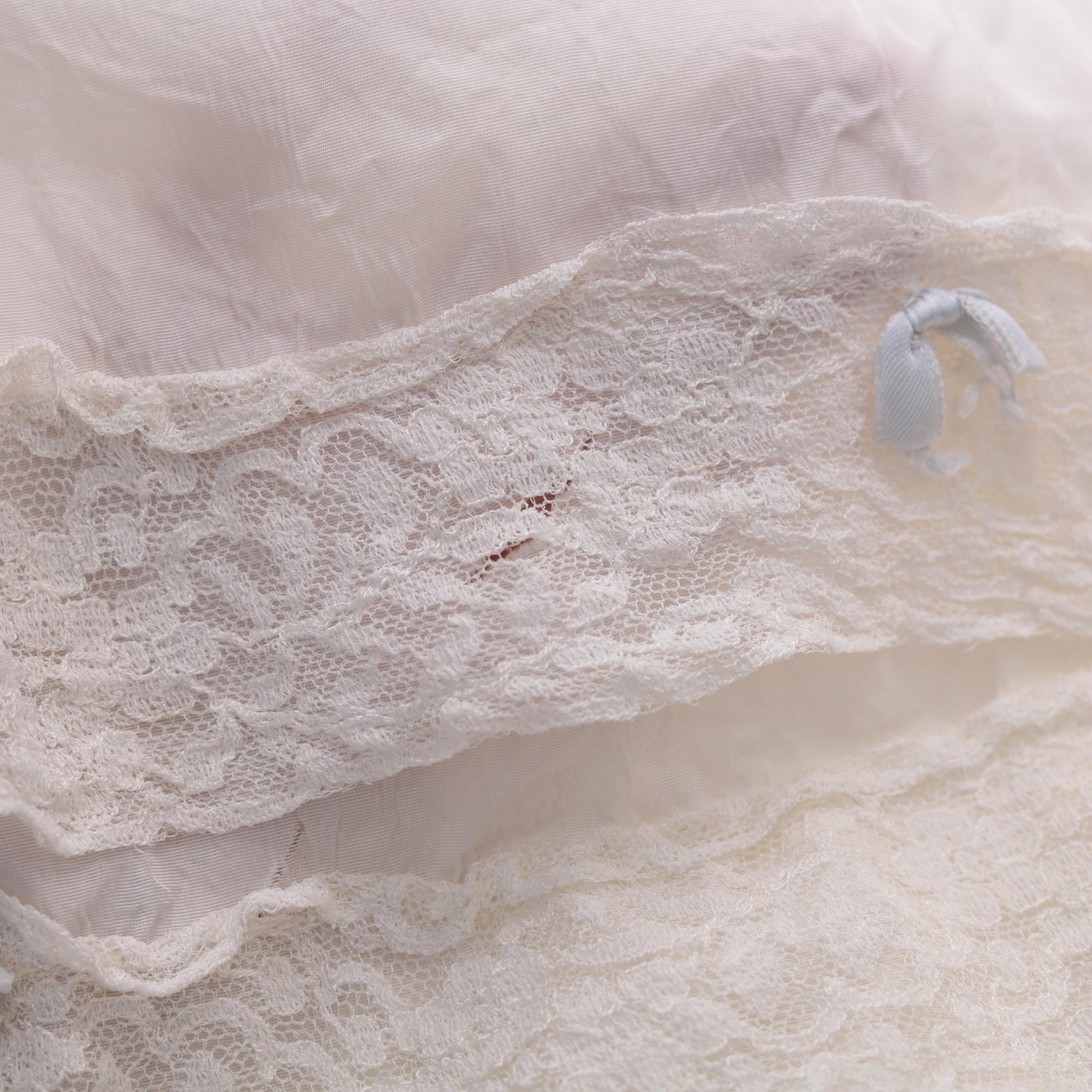 1950s Cream Lace Tiered Maxi Skirt High Waist Victorian Ruffled Small