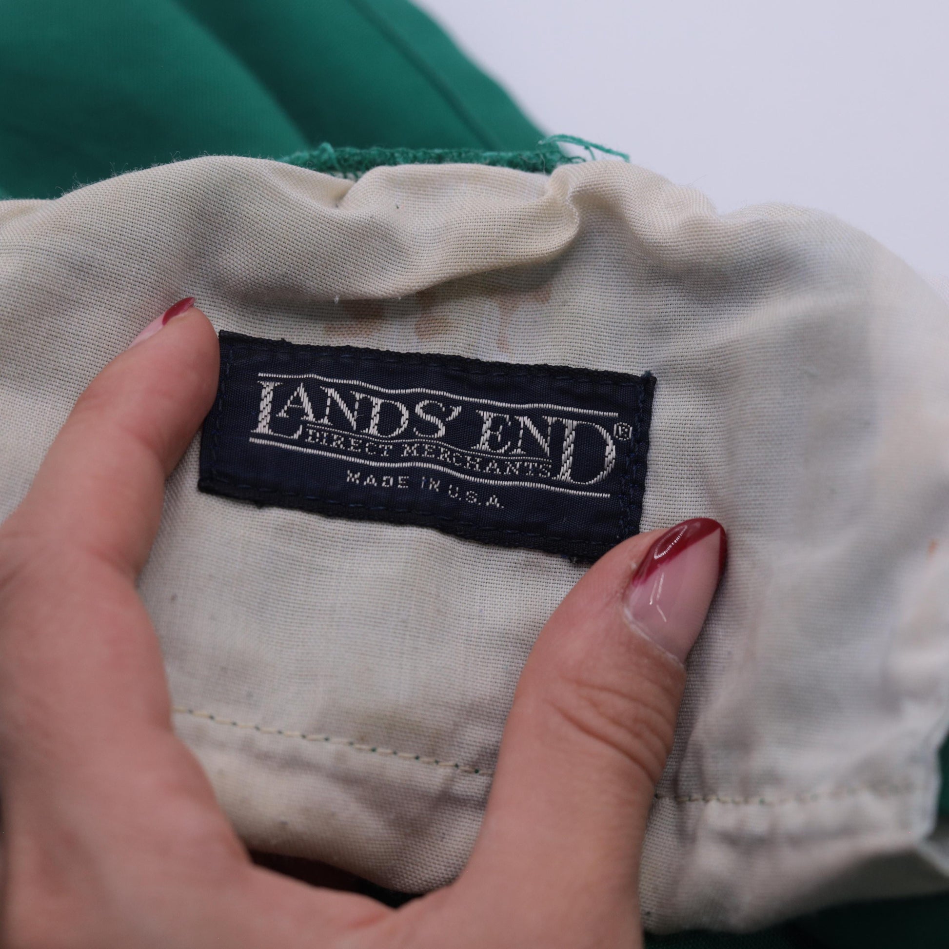 80s Lands End Green Athletic Shorts High Waist Running Gym Small S