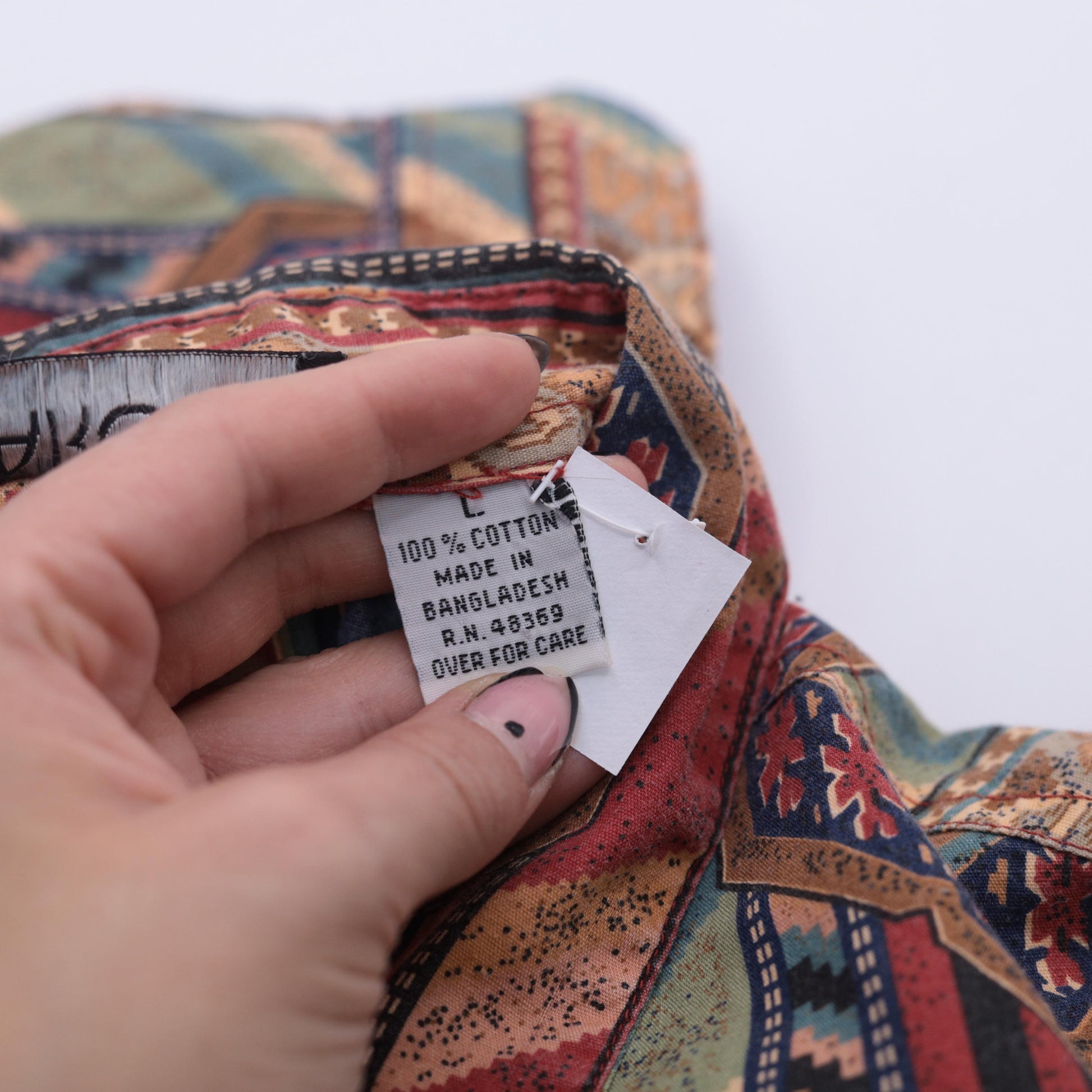 90s Margo's Southwestern Tribal Print Button-Up Shirt Cotton Large L