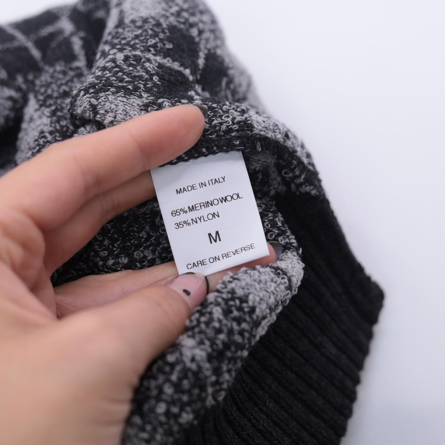 90s Belvedere Checkered Wool Sweater Black White Grey Crewneck Medium