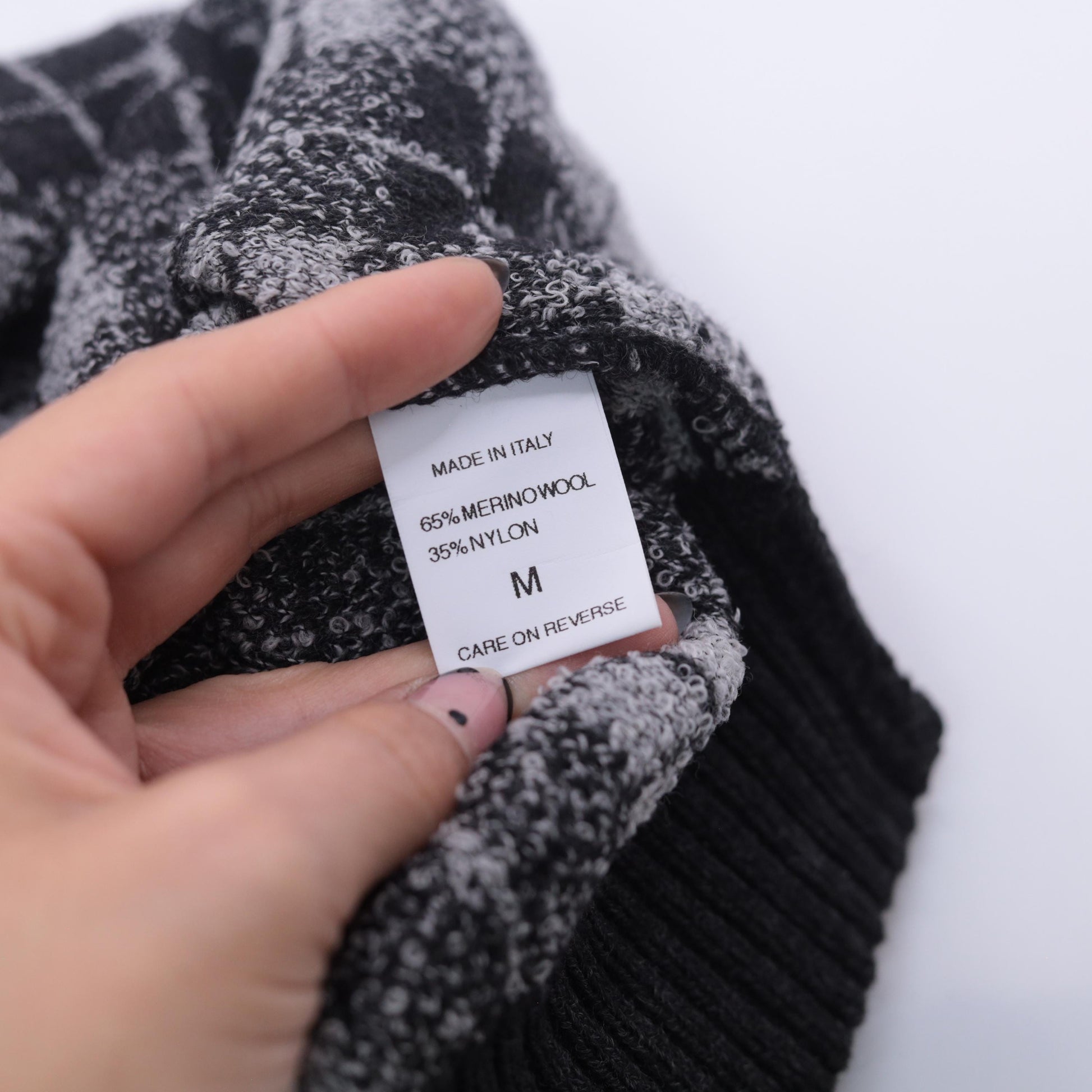 90s Belvedere Checkered Wool Sweater Black White Grey Crewneck Medium