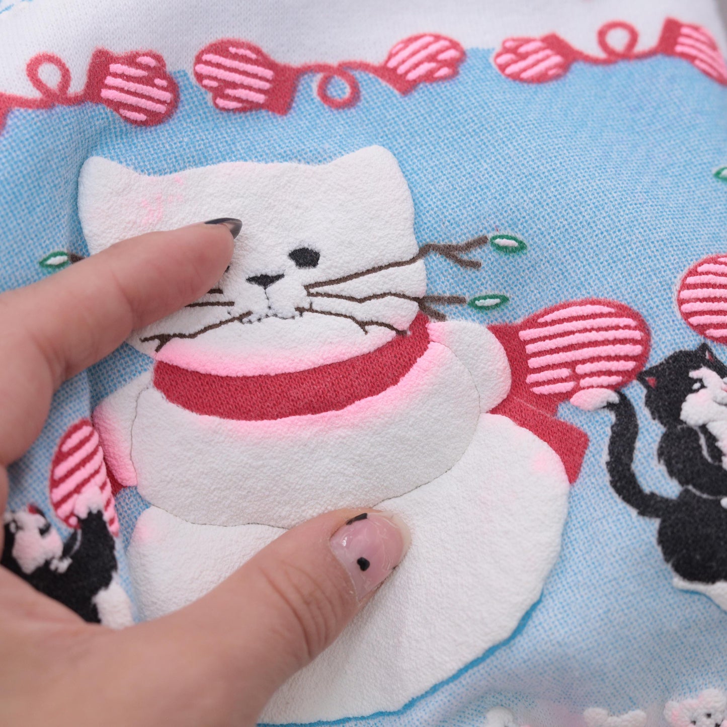 90s Scoop Christmas Cat Sweatshirt White Snowmen Snowflakes Extra Small XS