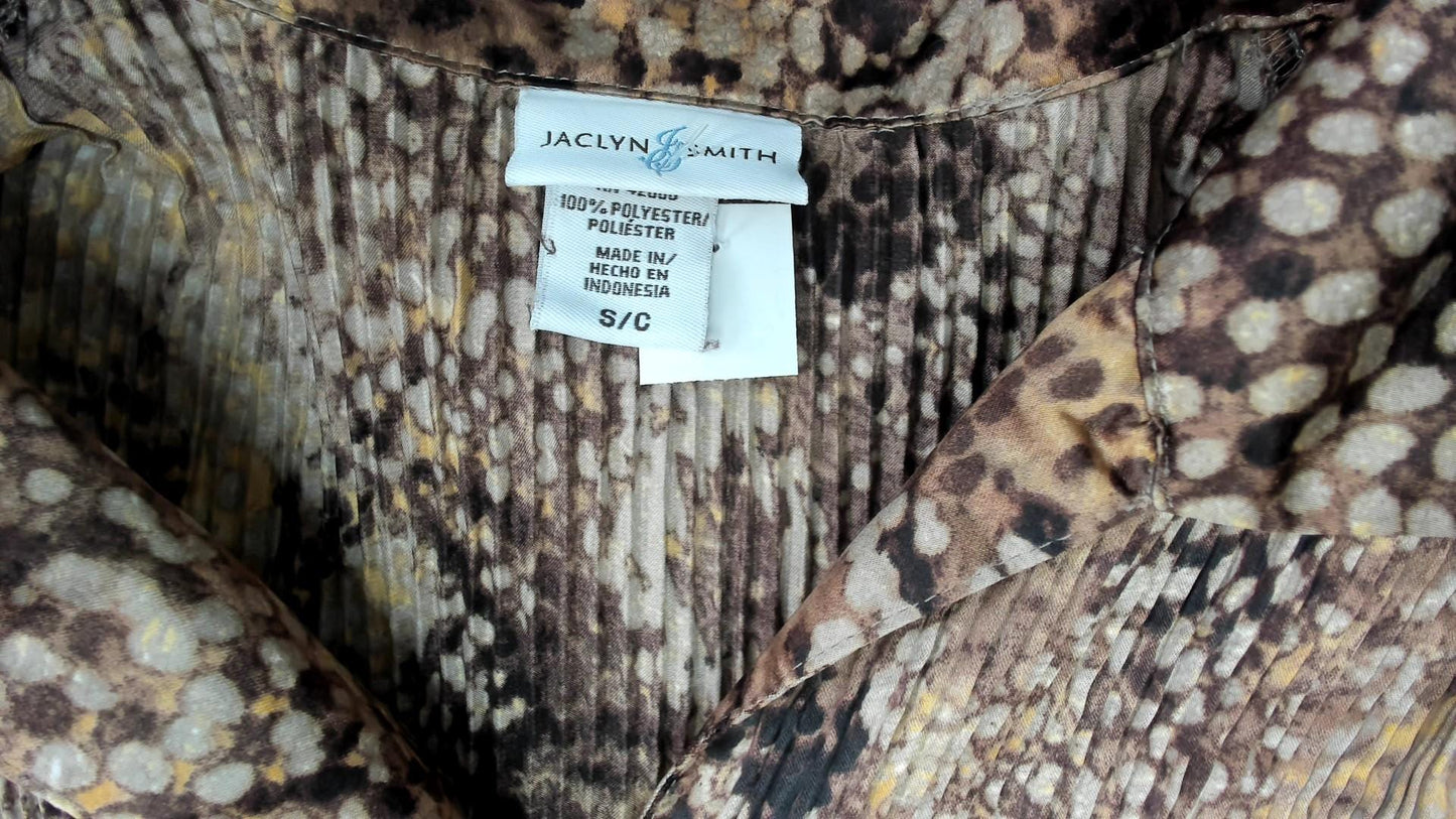 Y2K Jaclyn Smith Snake Print Blouse Brown Python Bell Sleeve Small S