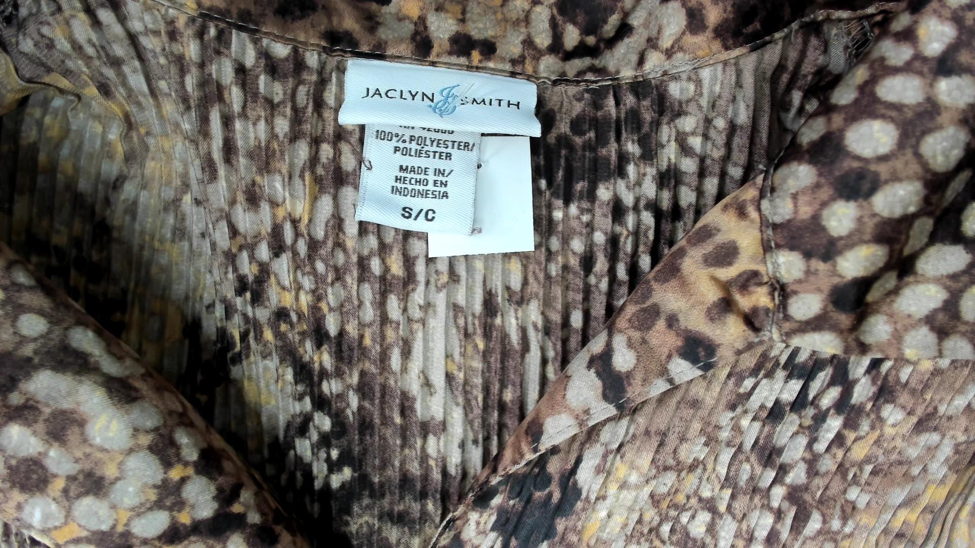 Y2K Jaclyn Smith Snake Print Blouse Brown Python Bell Sleeve Small S