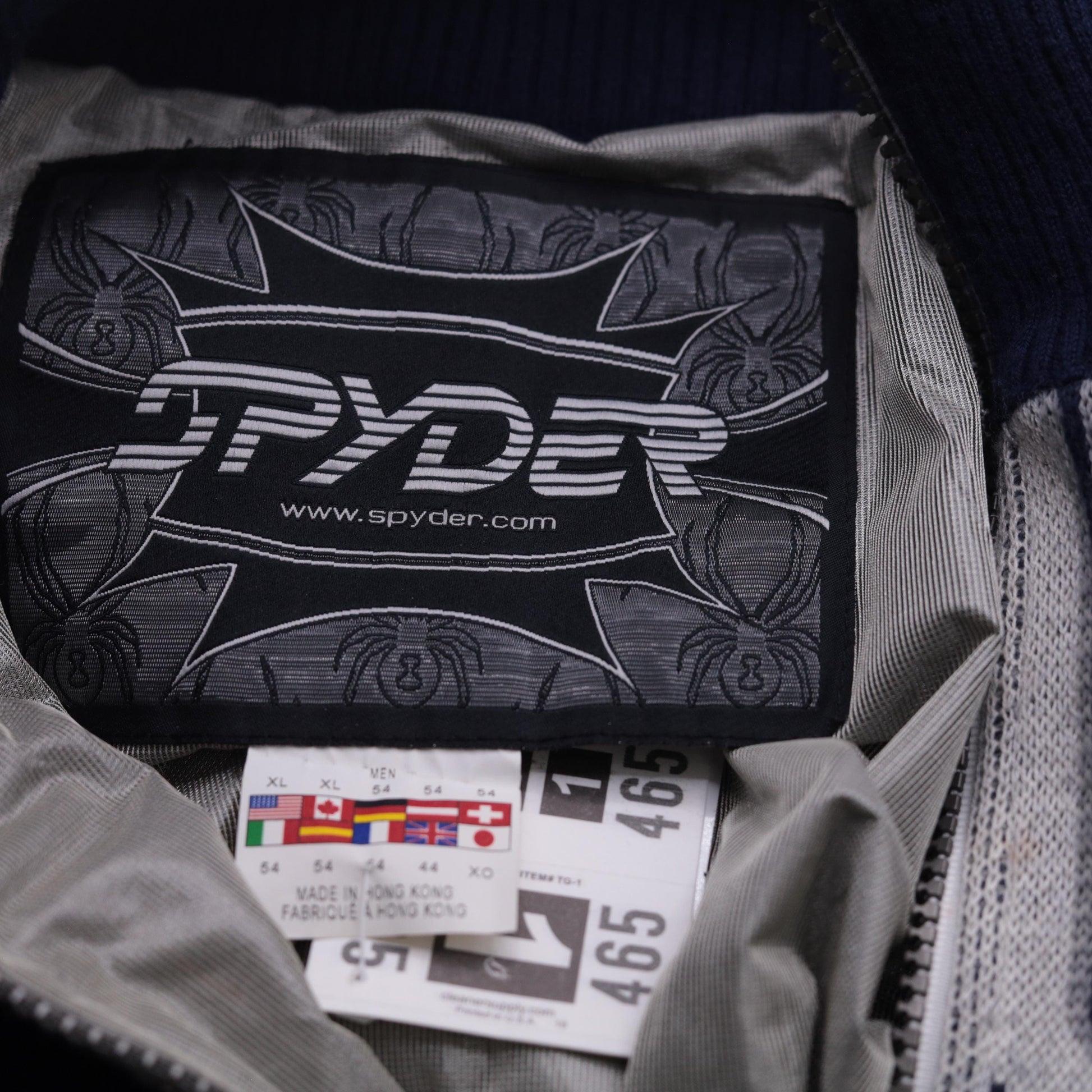 Y2K Spyder Ski Sweater Navy Blue White Geometric Half Zip Knit Extra Large XL