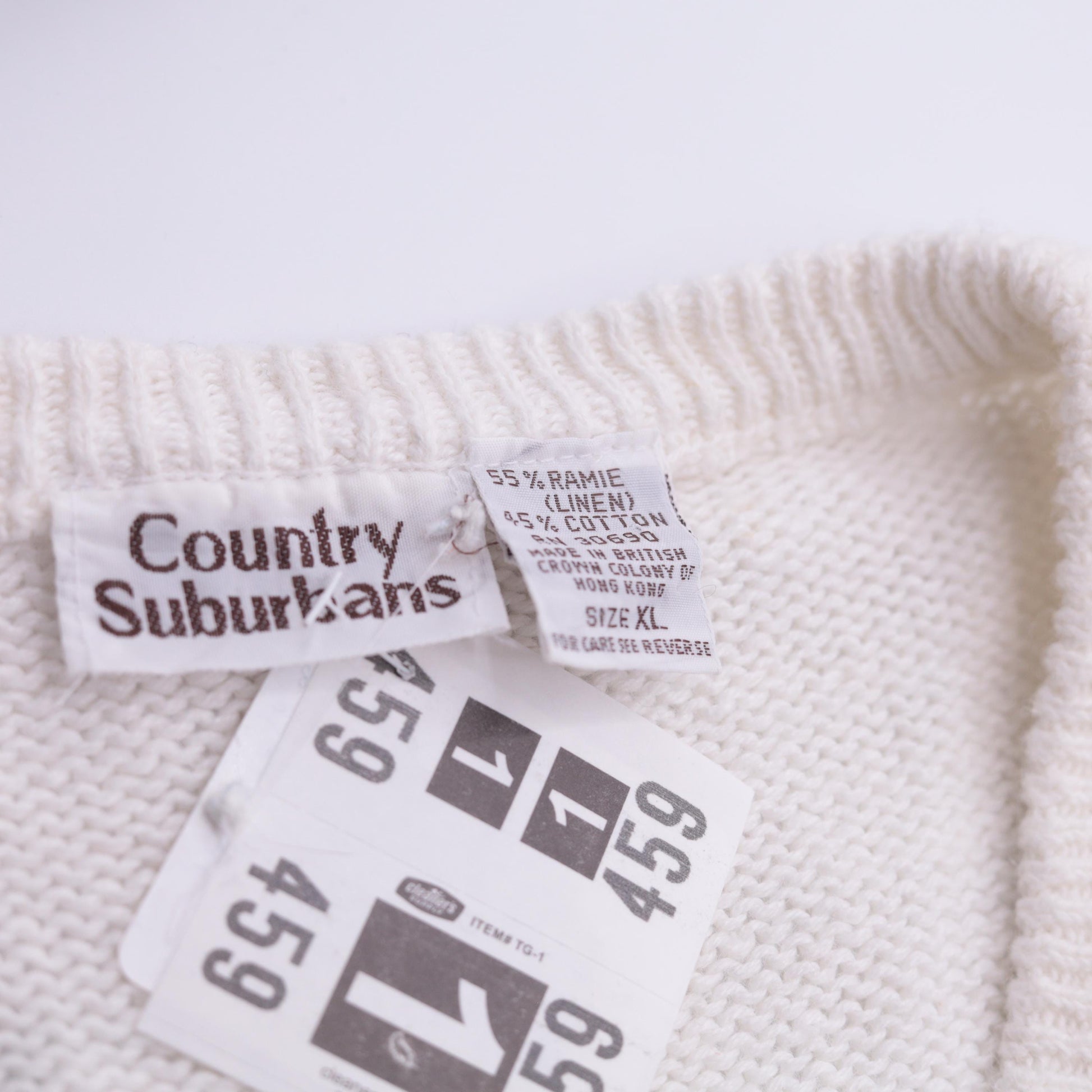 80s Country Suburbans Parrot Sweater White V-Neck Knit Extra Large XL