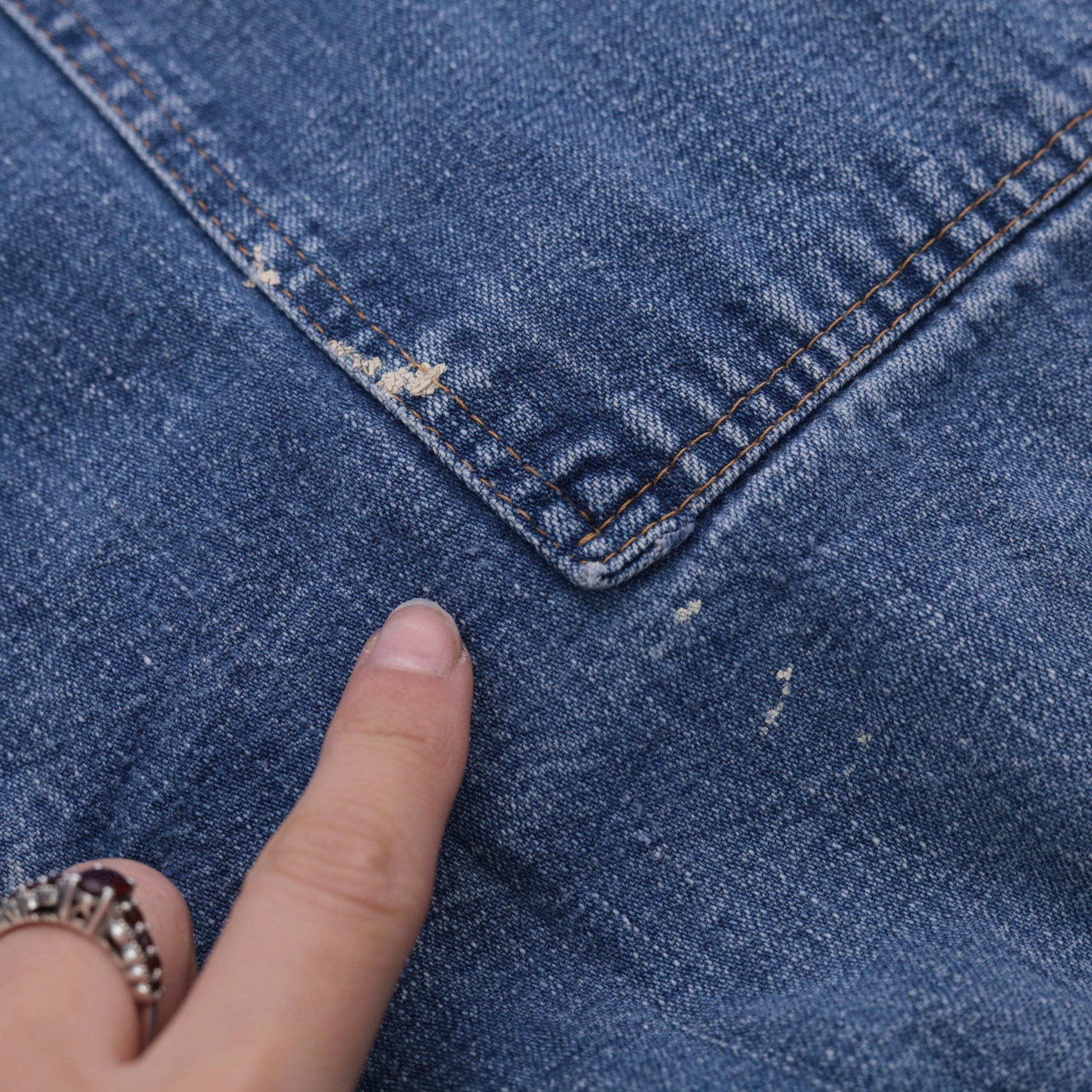 70s Rumble Seats Wilkins Patchwork Jeans High Waisted Wide Leg Medium Blue Medium