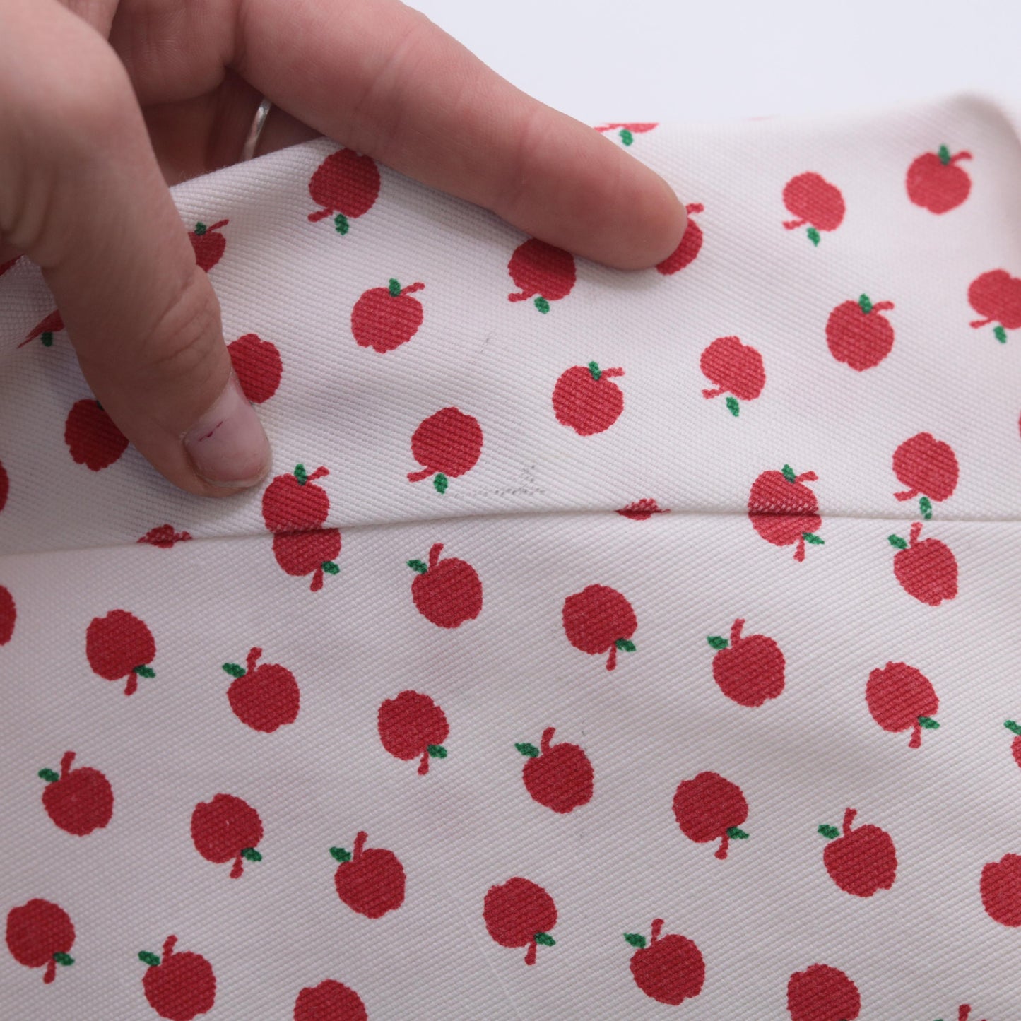 70s Apple Print Midi Dress White Red Novelty Fruit Sundress Small