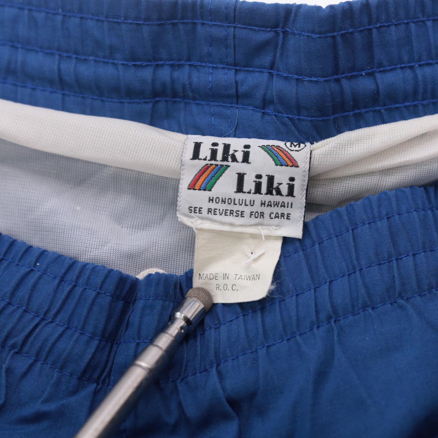 80s Liki Liki Swim Trunks Blue Diagonal Stripe Board Shorts Medium