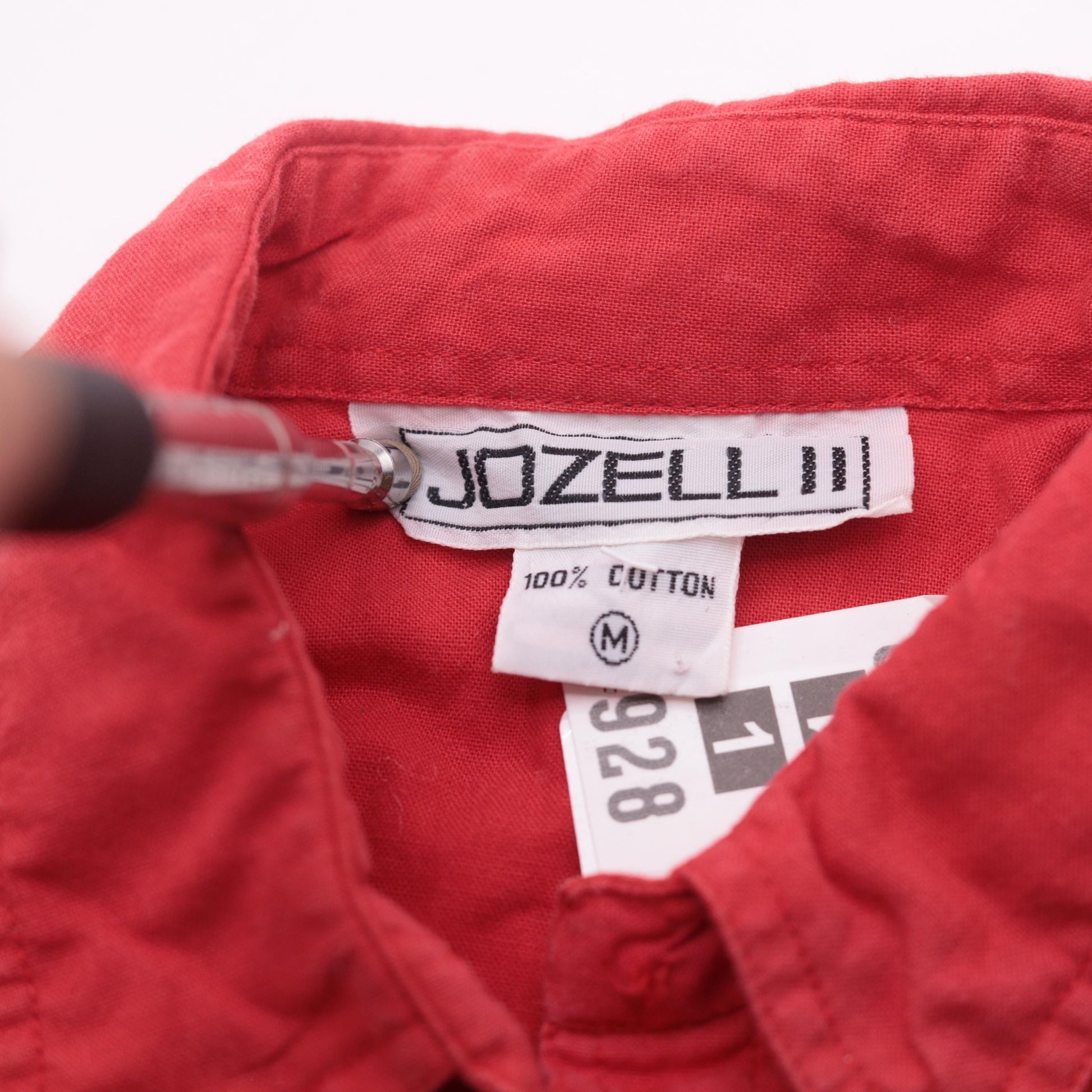 90s Jozell II Red Cotton Button-Up Shirt Shoulder Tabs Medium