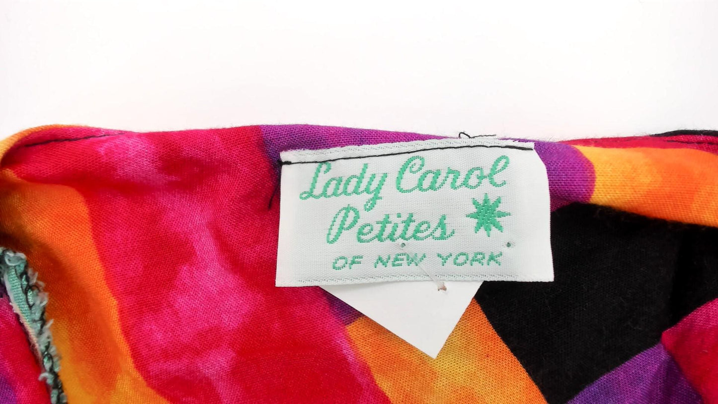 90s Lady Carol Petites Geometric Rayon Blazer Rainbow Abstract Gold Buttons Small