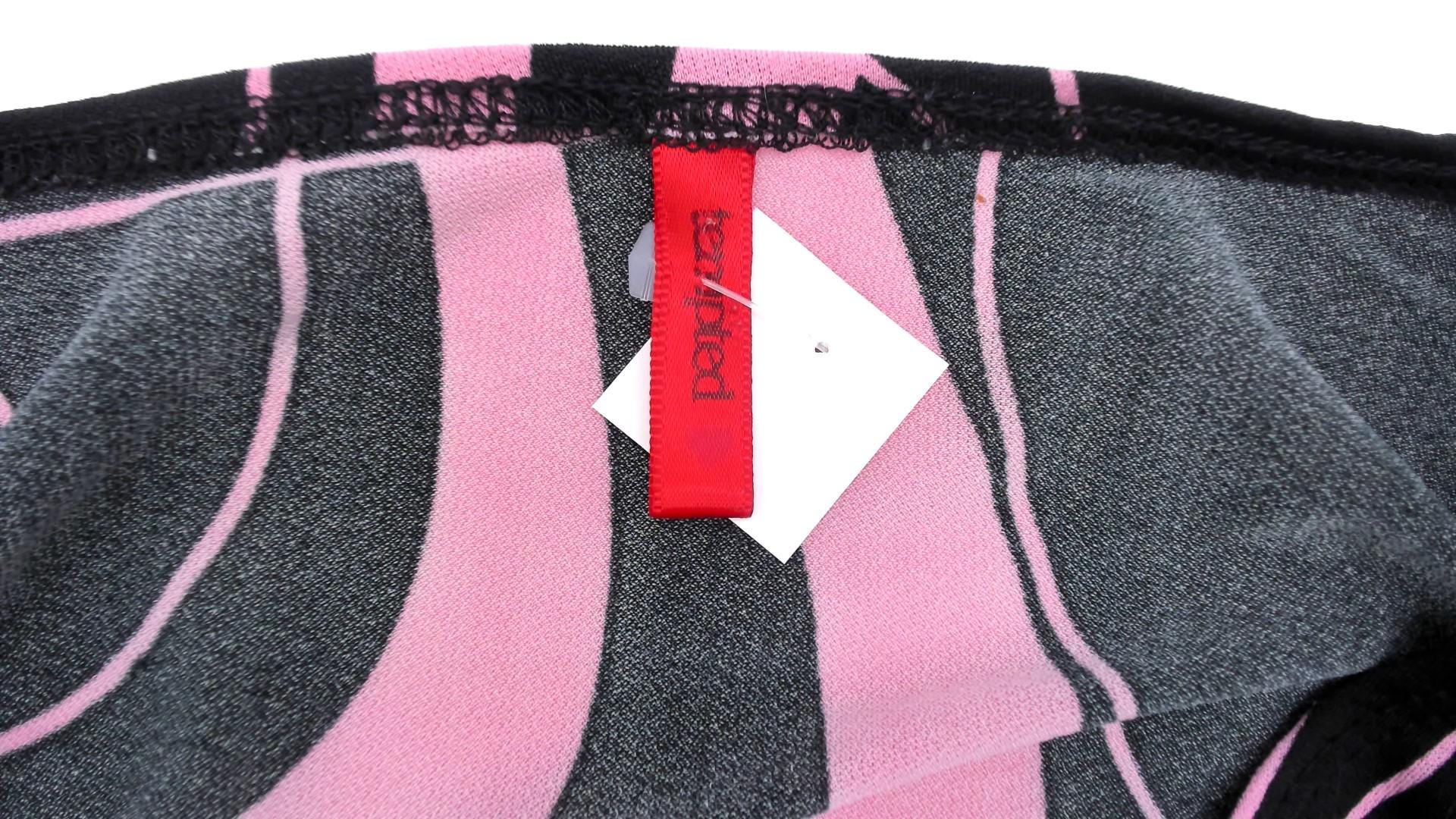 Y2K Tempted Wrap Top Black Pink Swirl Print V-Neck Small S