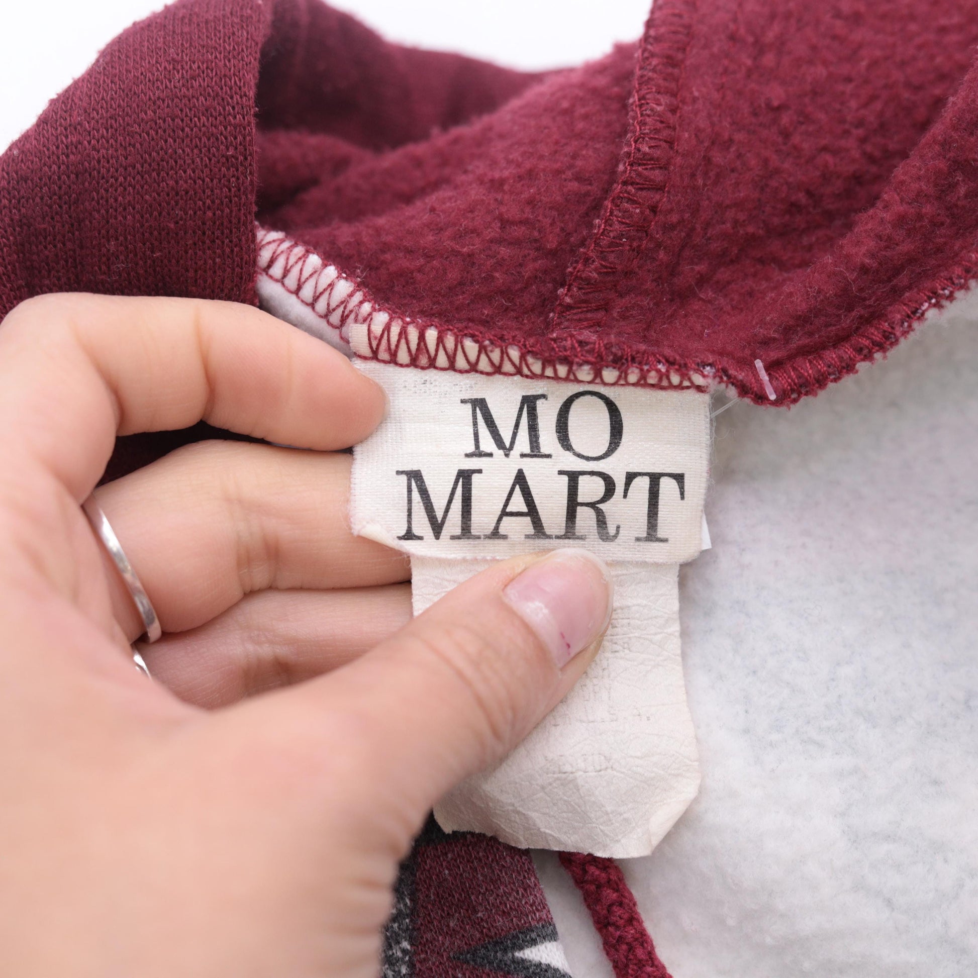 90s Mo Mart Tribal Geometric Burgundy Hoodie Sweatshirt Medium M