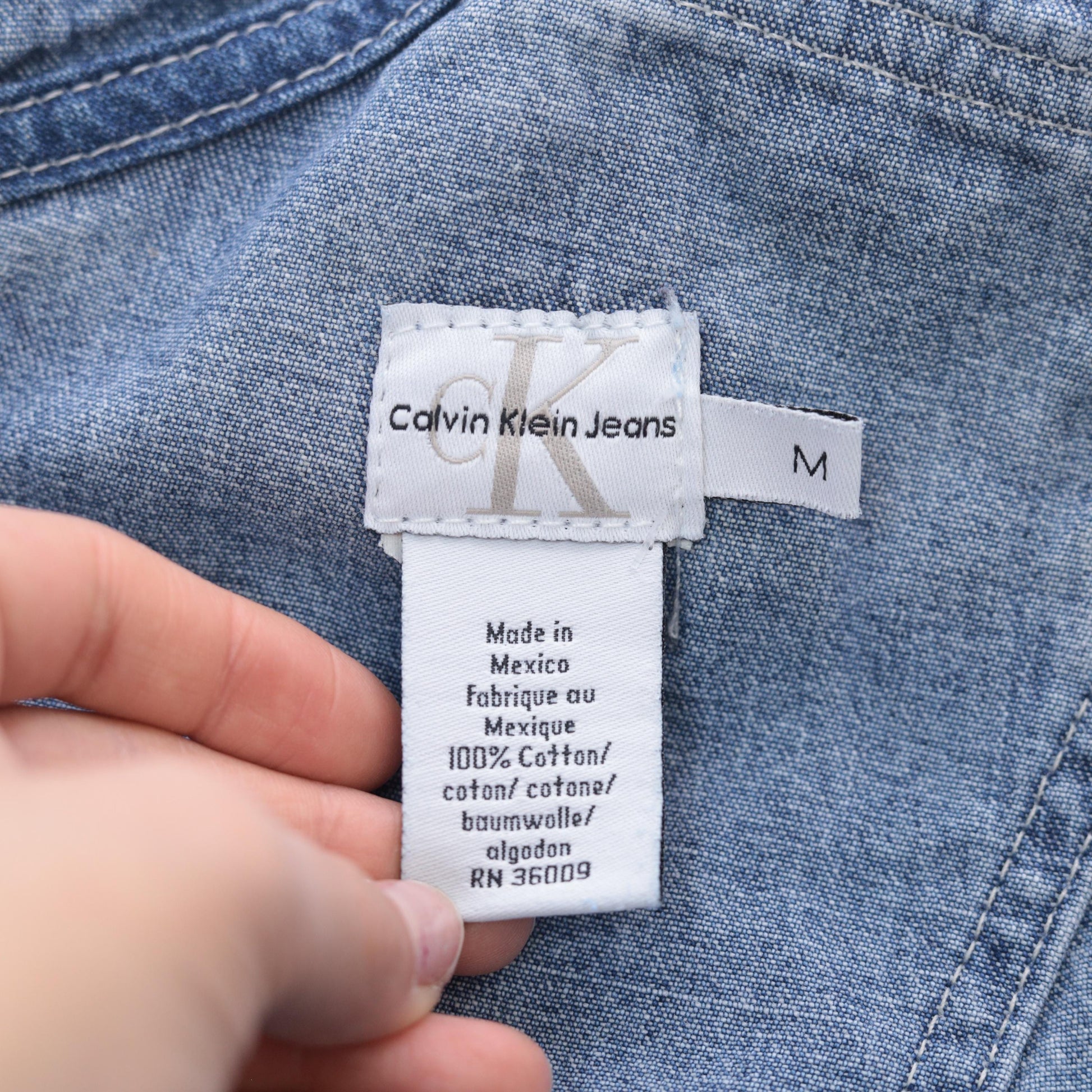 Calvin Klein Jeans 90s Denim Short Overalls Blue Cutoff Raw Hem Medium M