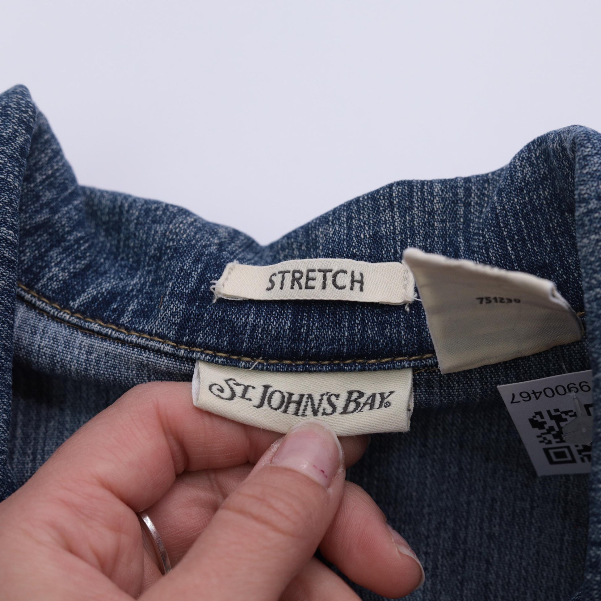 Y2K St Johns Bay Denim Blazer Blue Button Front Tailored Jacket Large L
