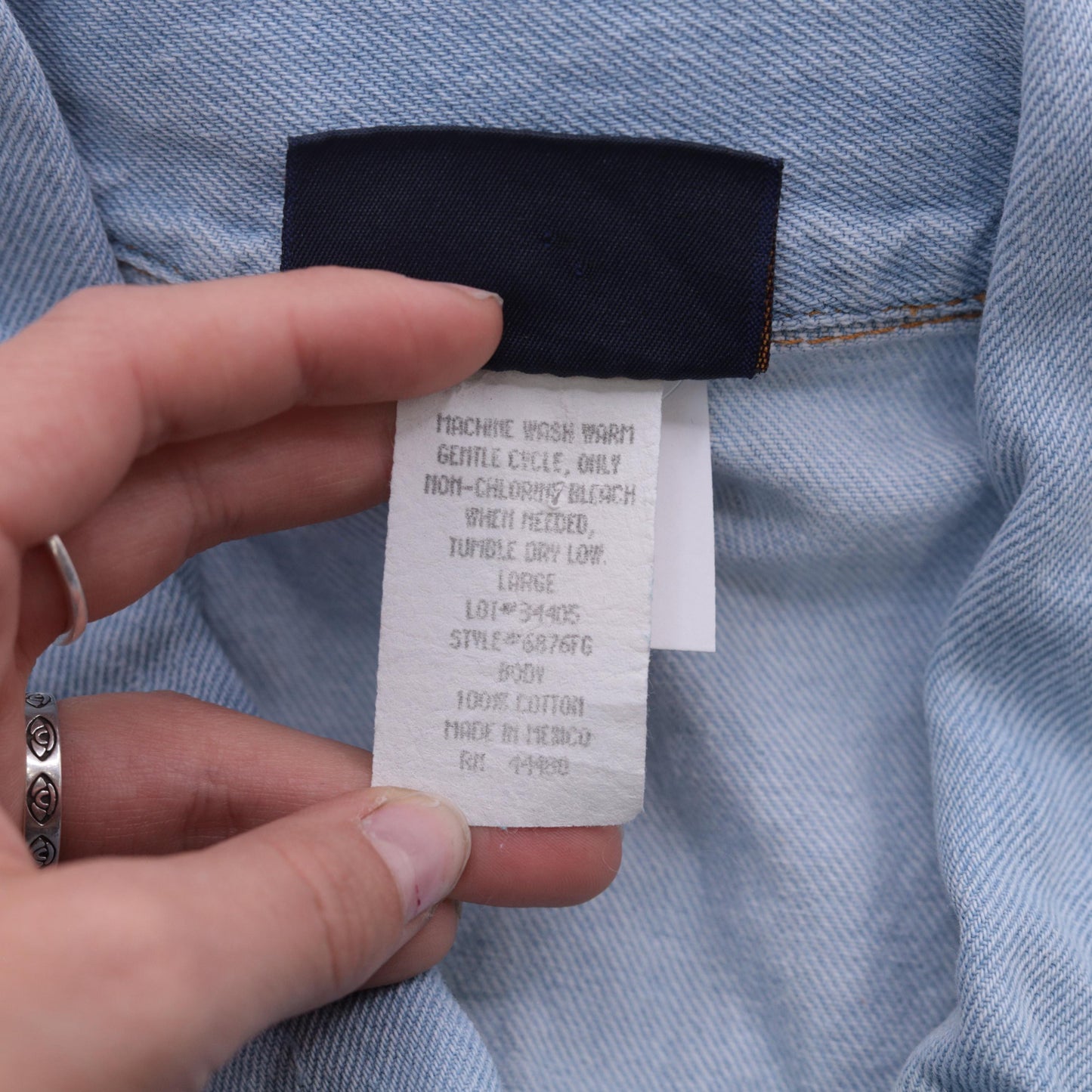 90s Faded Glory Light Wash Denim Vest Button Front Pointed Collar Large L