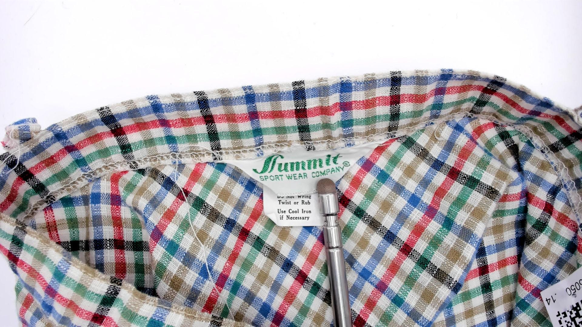 80s Plaid Mini Skirt High Waist Button Up Checkered Pink Blue Small
