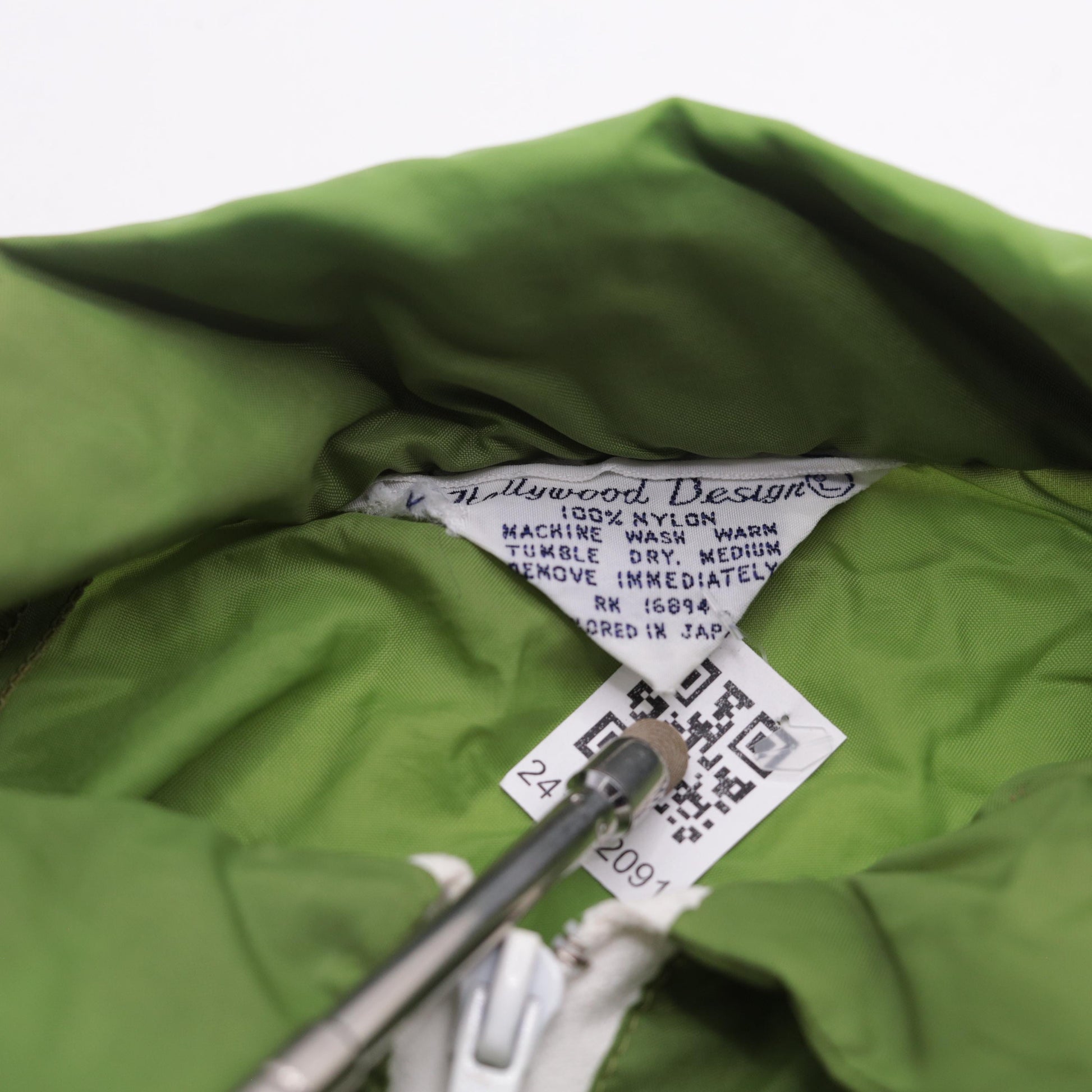 70s Lime Green Windbreaker Nylon Zip Hood Jacket Large L