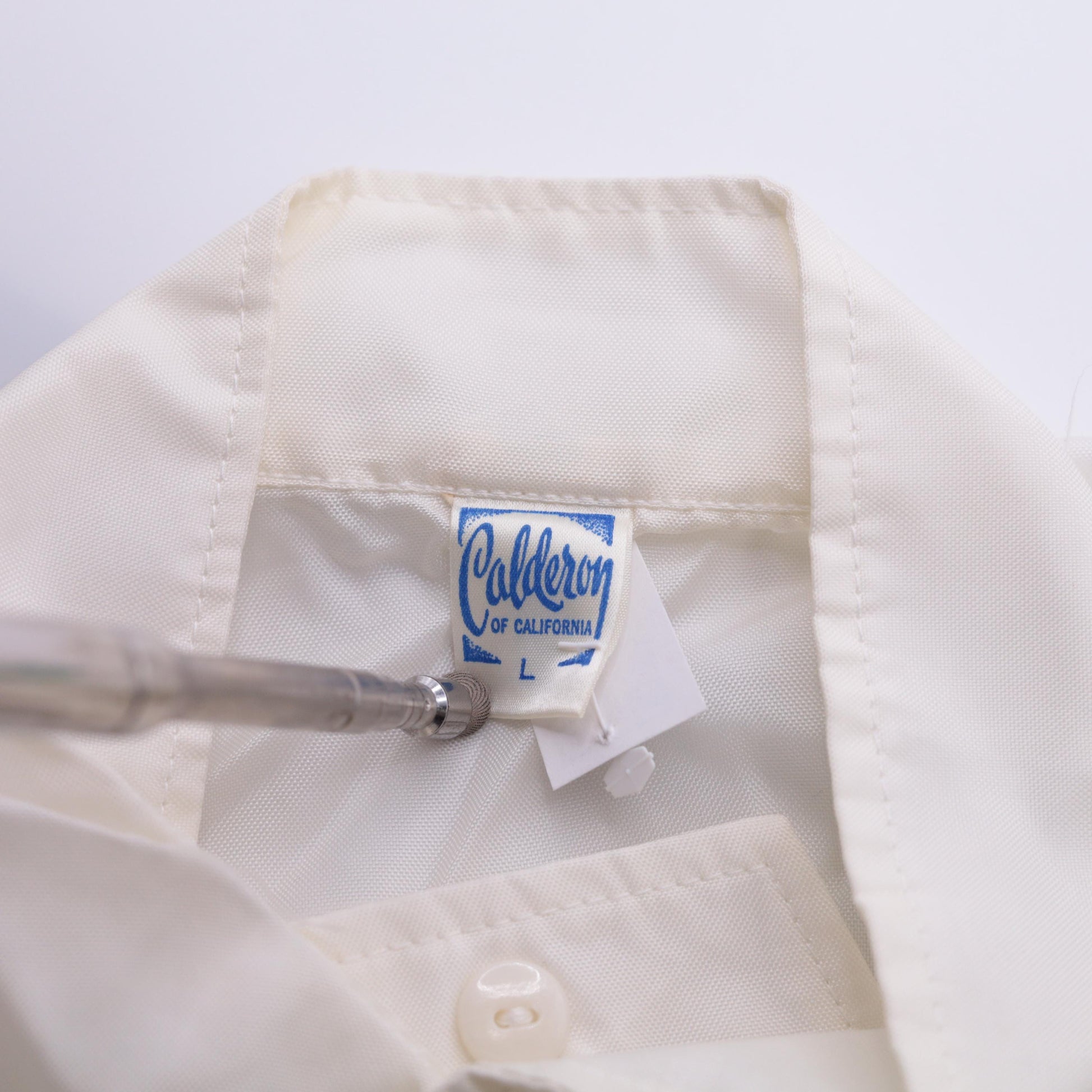 80s General Felt Industries Windbreaker Jacket White Green Stripe Pirate Logo Medium