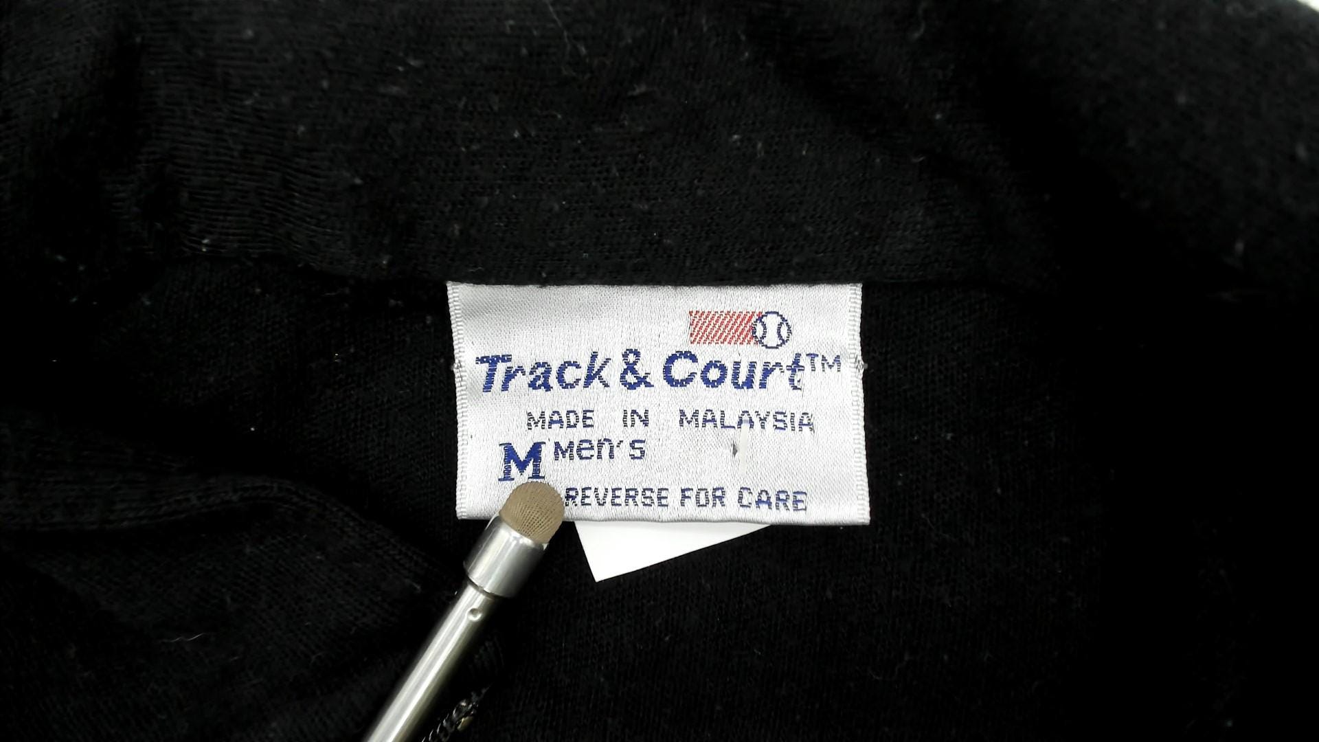 80s Track and Court Jacket Black Red White Color Block Zip Mock Neck Medium