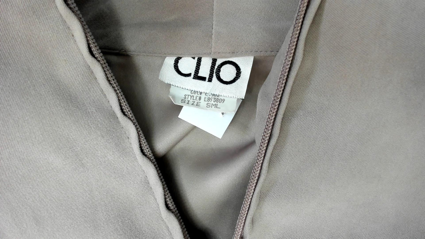 90s Clio Taupe Zip-Up Mock Neck Jacket Medium