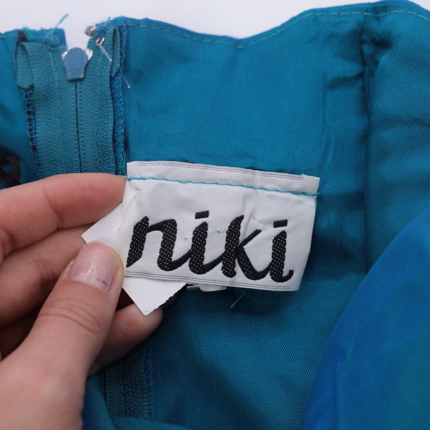80s Niki Teal Strapless Sweetheart Bow Knee-Length Cocktail Dress Small