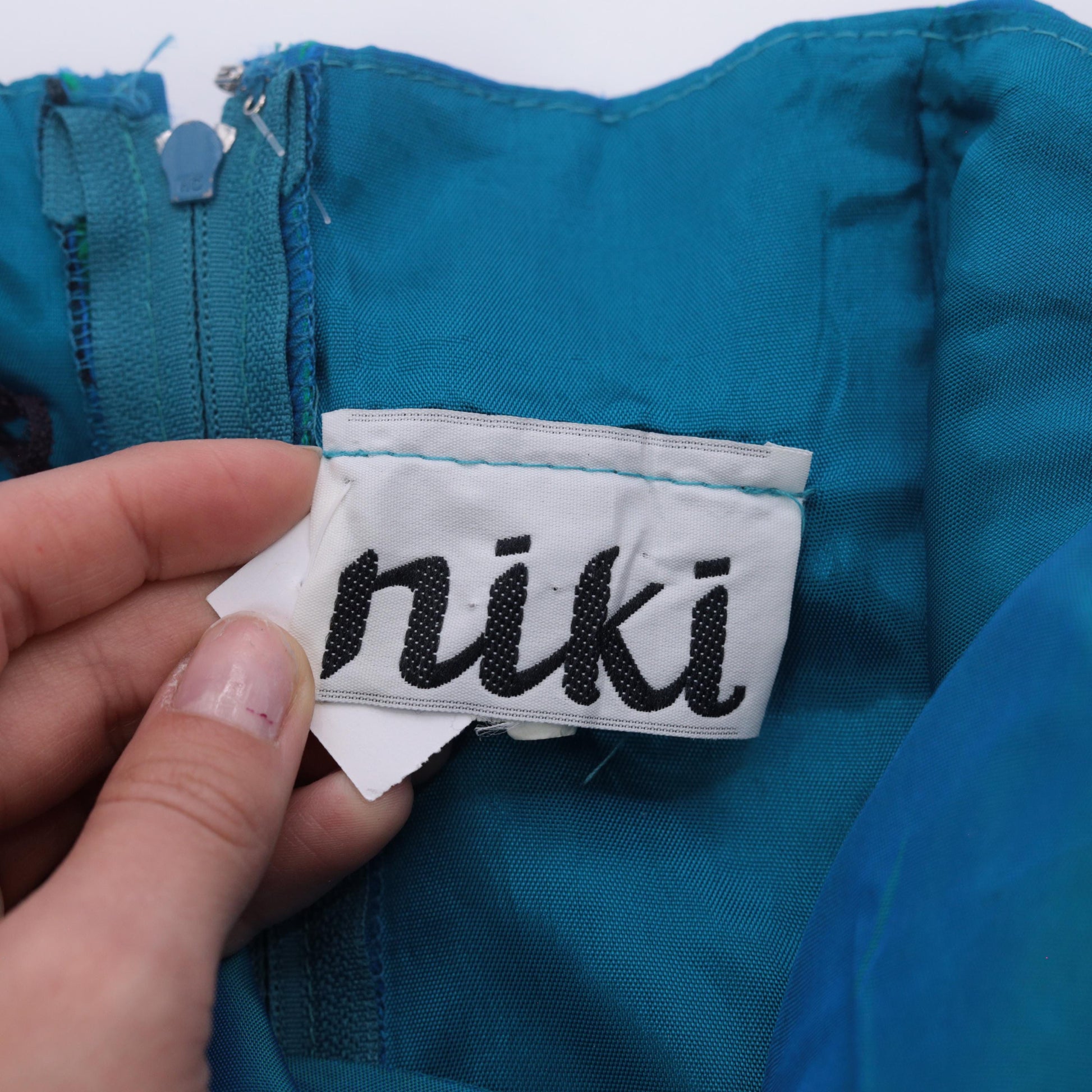 80s Niki Teal Strapless Sweetheart Bow Knee-Length Cocktail Dress Small