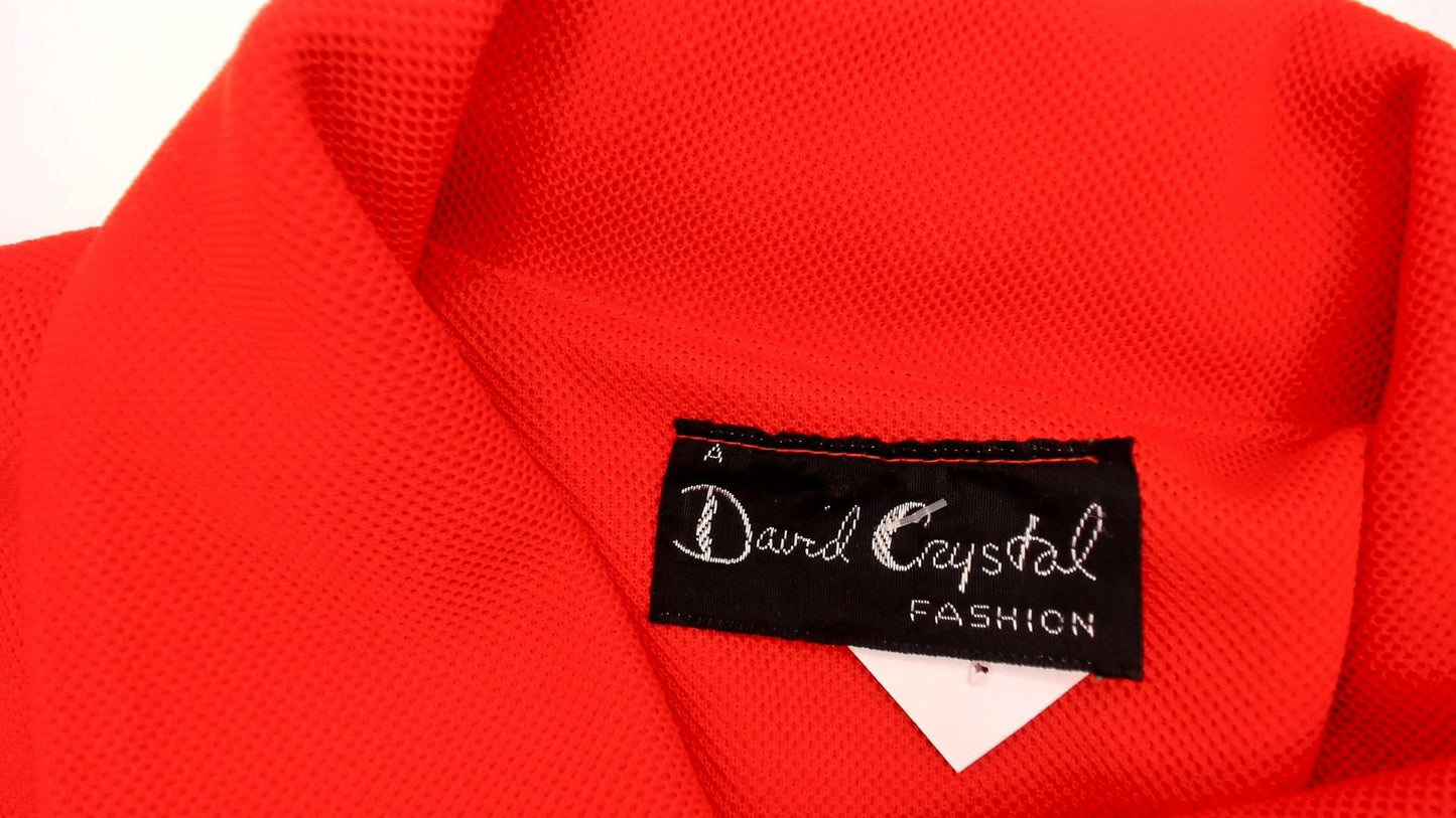 60s David Crystal Orange Polo Dress Pique Knit Button Front Medium