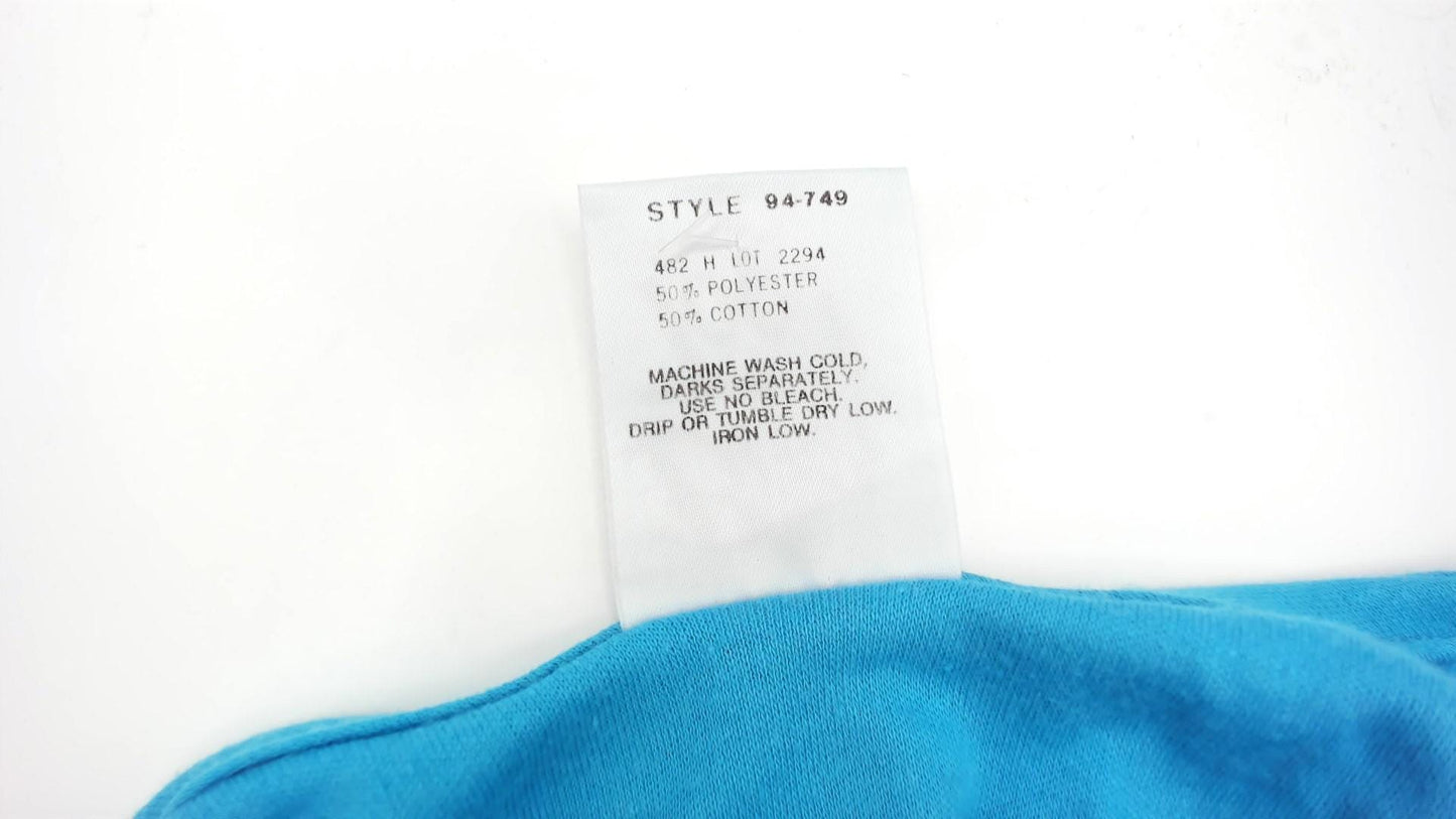 80s Byer Too Turquoise Midi Dress Fitted Bodice Cap Sleeve Small