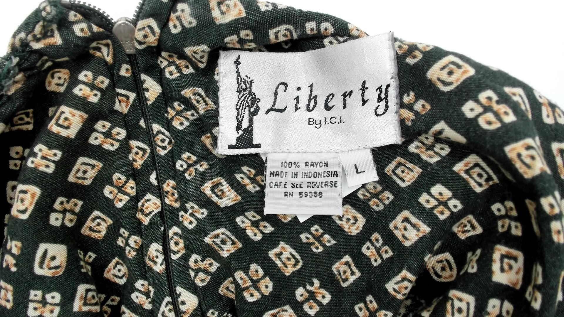 90s Liberty Geometric Mini Romper Forest Green Cream Sleeveless Small