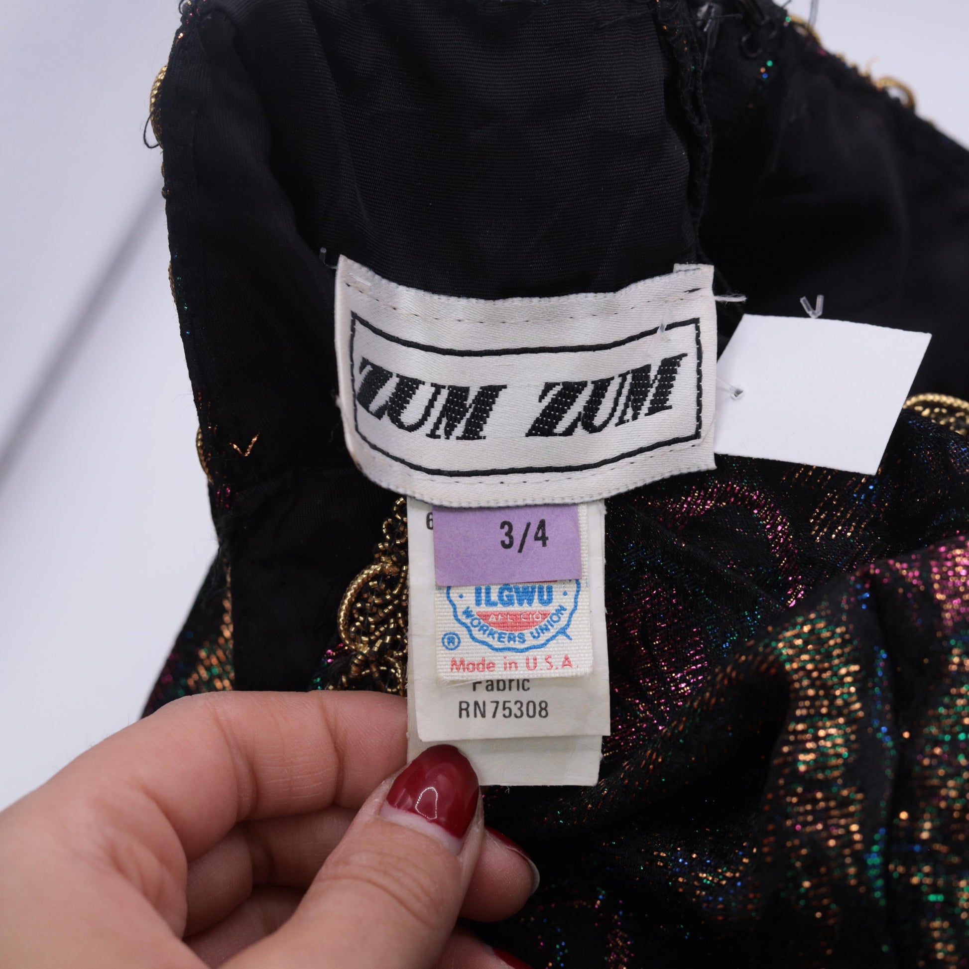 80s Zum Zum Black Mini Dress Brocade Bodice Gold Trim Sweetheart Small