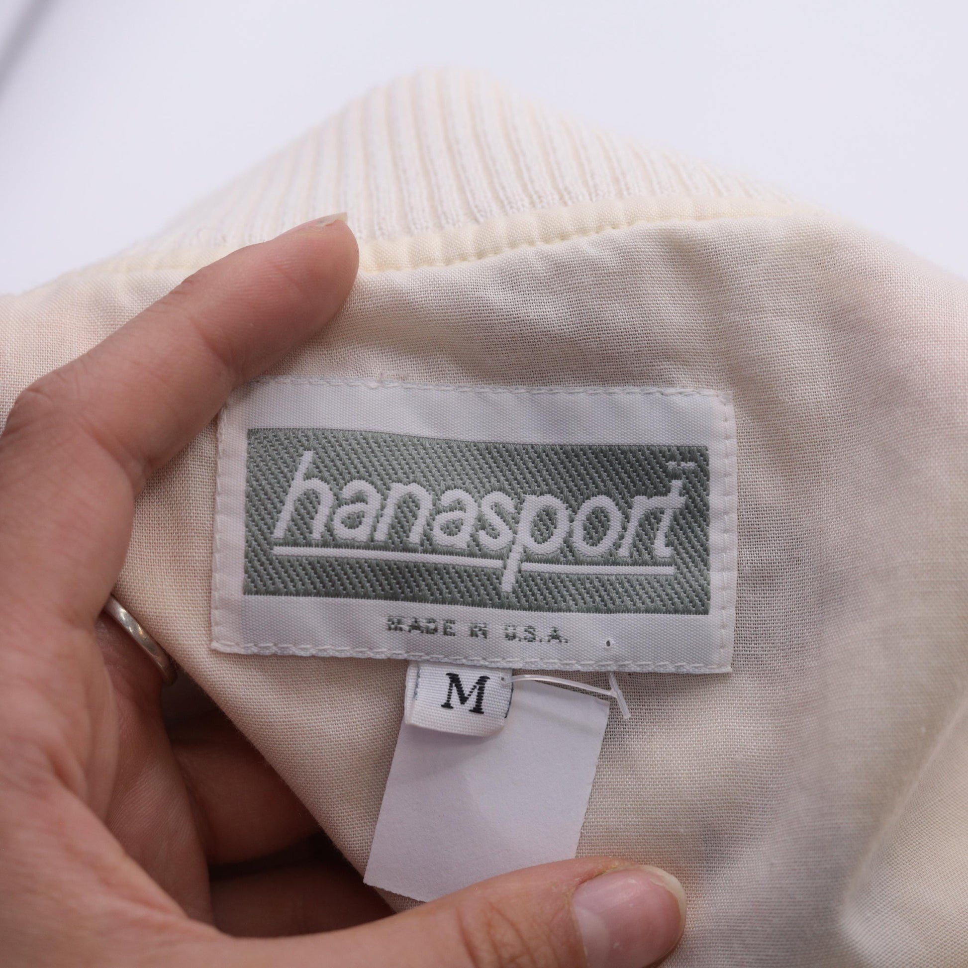 90s Hanasport Watercolor Bomber Jacket Abstract Print Peach Medium M