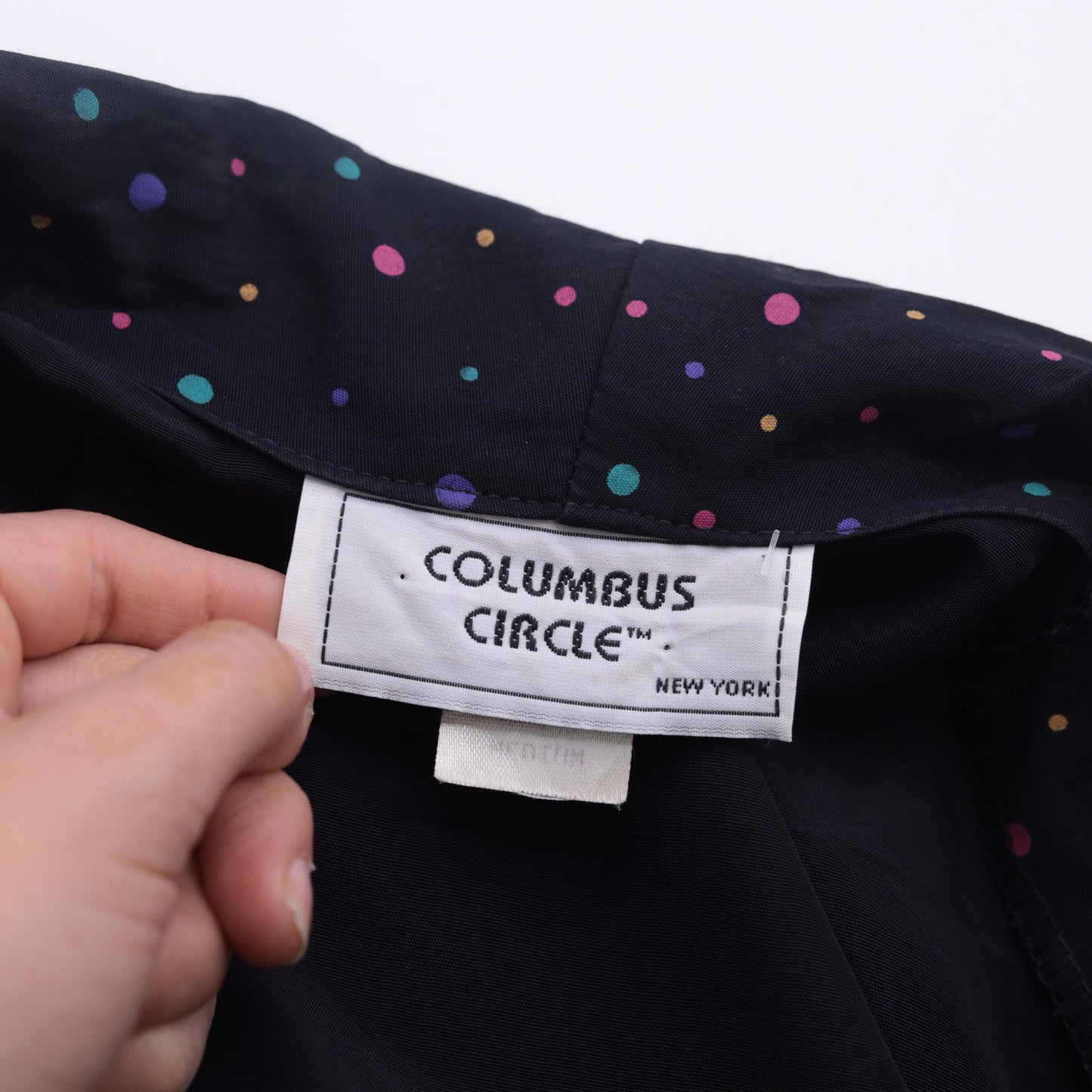 80s Columbus Circle Blazer Black Multicolor Dot Stripe Single Button Medium