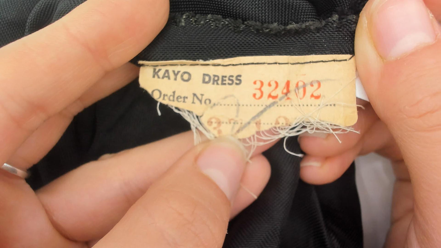 1940s Kayo Dress Black Velvet Sequin Floral Applique Fit and Flare Cocktail Dress Extra Small XS